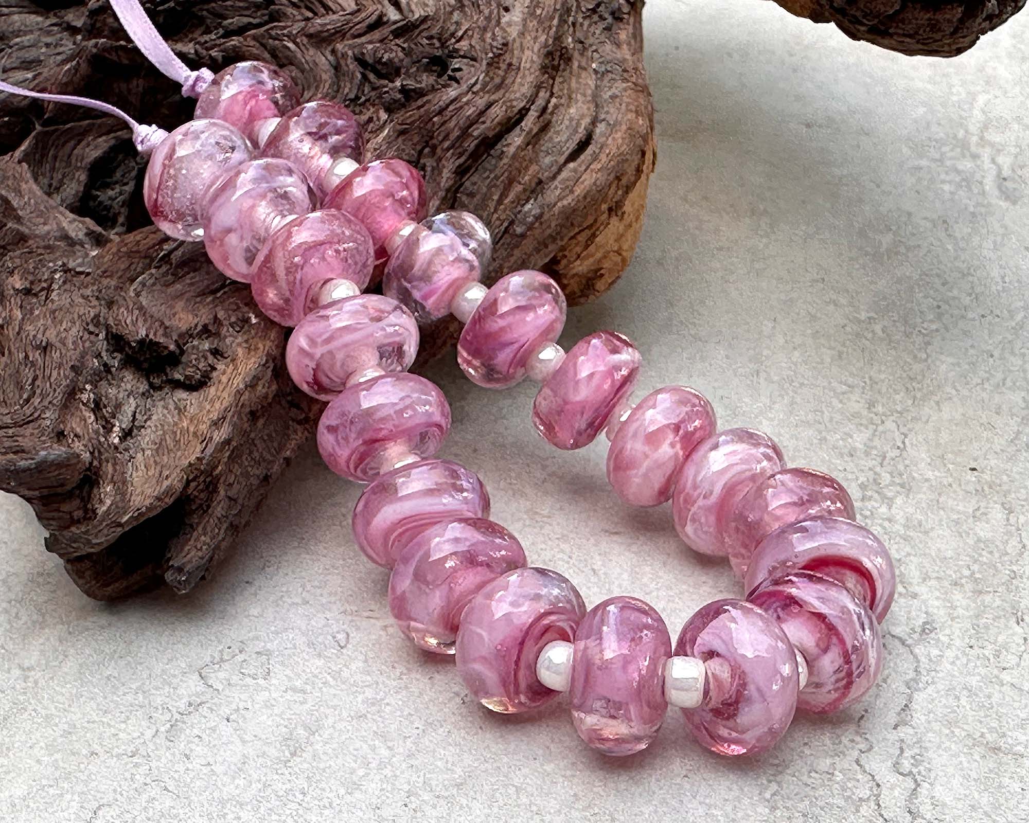 MTO Cherries Jubilee Pink Shimmer Lampwork Glass Beads for Jewelry Making - DIY Bracelets, Necklaces & Earrings - Perfect for Crafting, Gifts & Boho Style Accessories