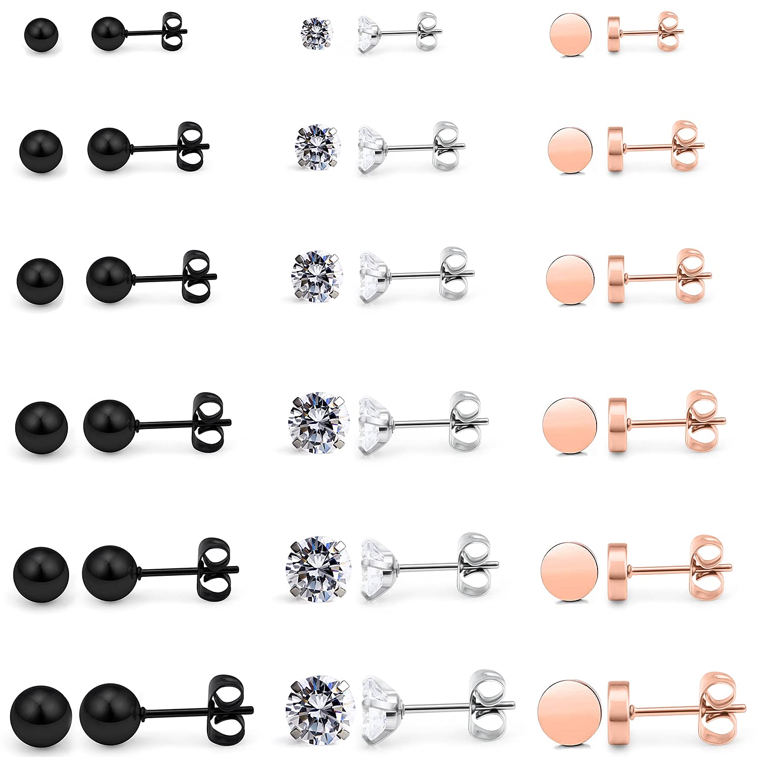 Hypoallergenic Stainless Steel Stud Earrings for Women & Men - Silver Surgical Steel Earrings for Sensitive Ears - Perfect for Everyday Wear, Gifts, and Special Occasions