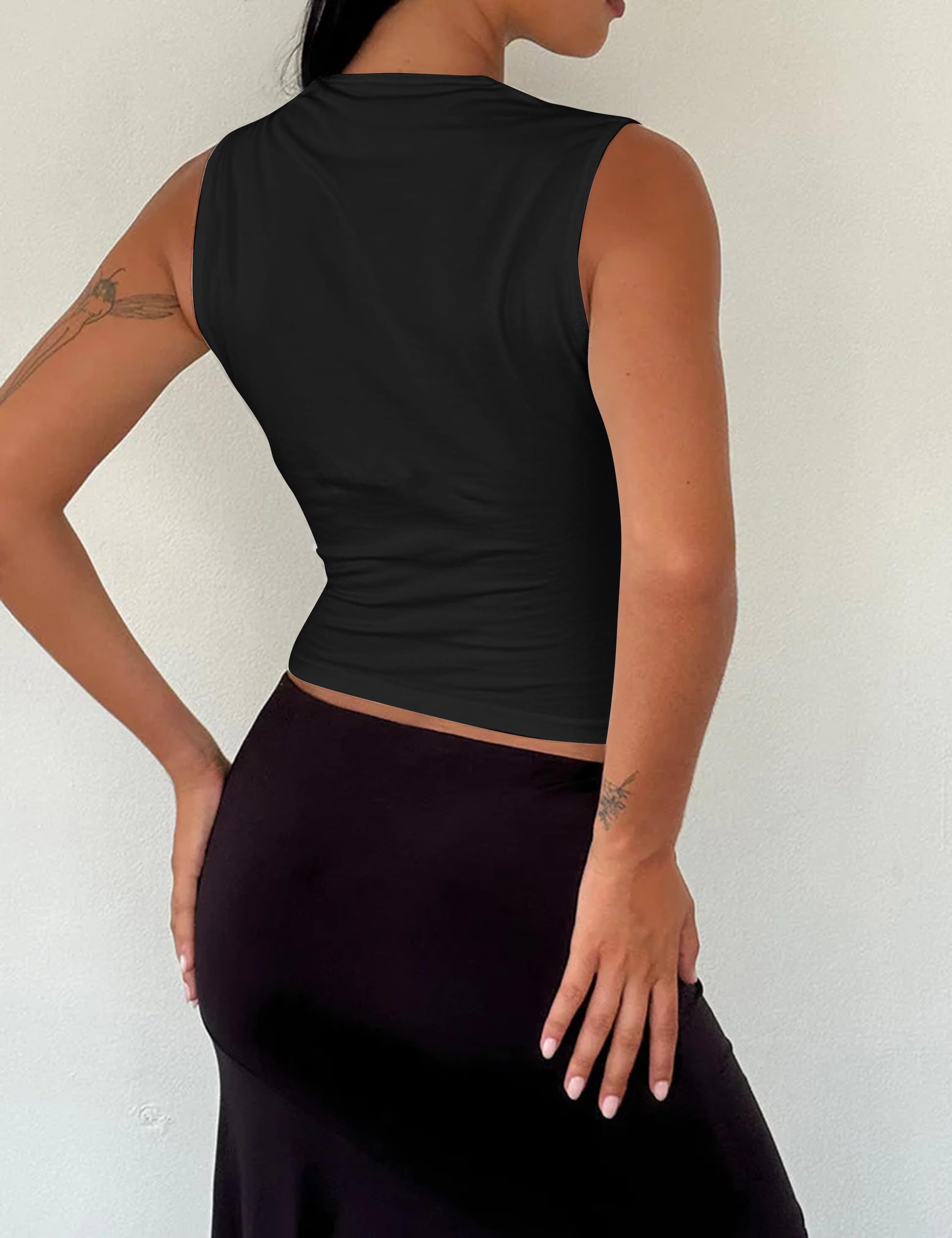 Y2K Women's Bow Tank Top - Sleeveless Scoop Neck Crop Cami Shirt | Aesthetic Preppy Summer Outfit for Going Out, Beach, Parties & Casual Wear
