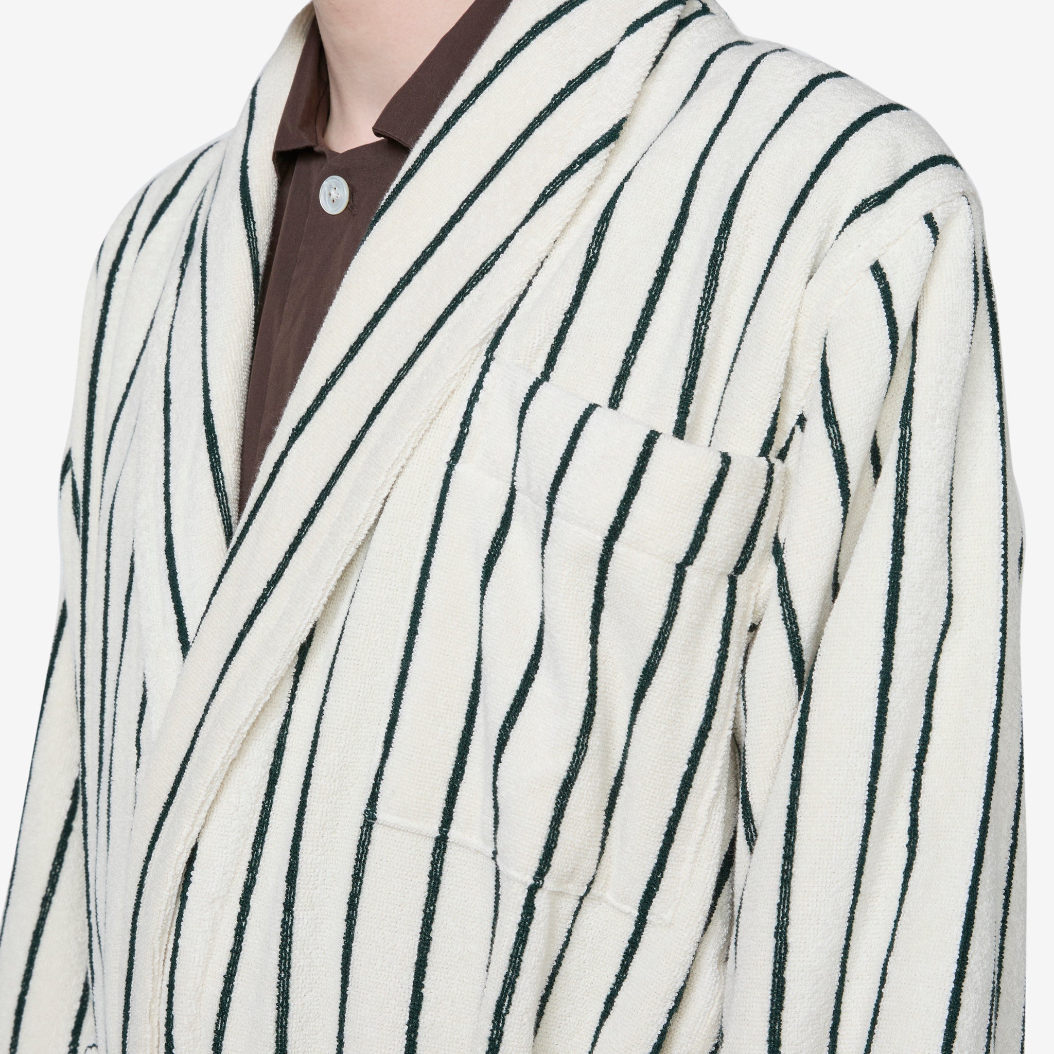 Premium Classic Cotton Bathrobe for Men & Women - Soft Racing Green Stripes Design - Cozy Loungewear for Spa, Home & Hotel Use