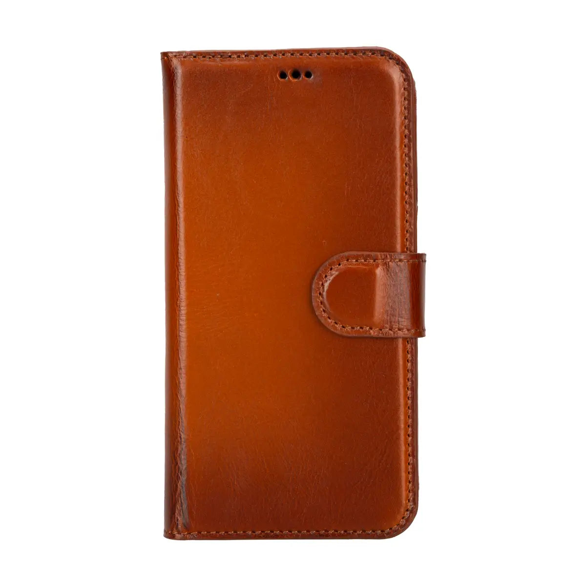 Premium Burnished Tan Leather iPhone 15 Pro Wallet Case - Slim Protective Cover with Card Slots | Perfect for Business Professionals & Everyday Use