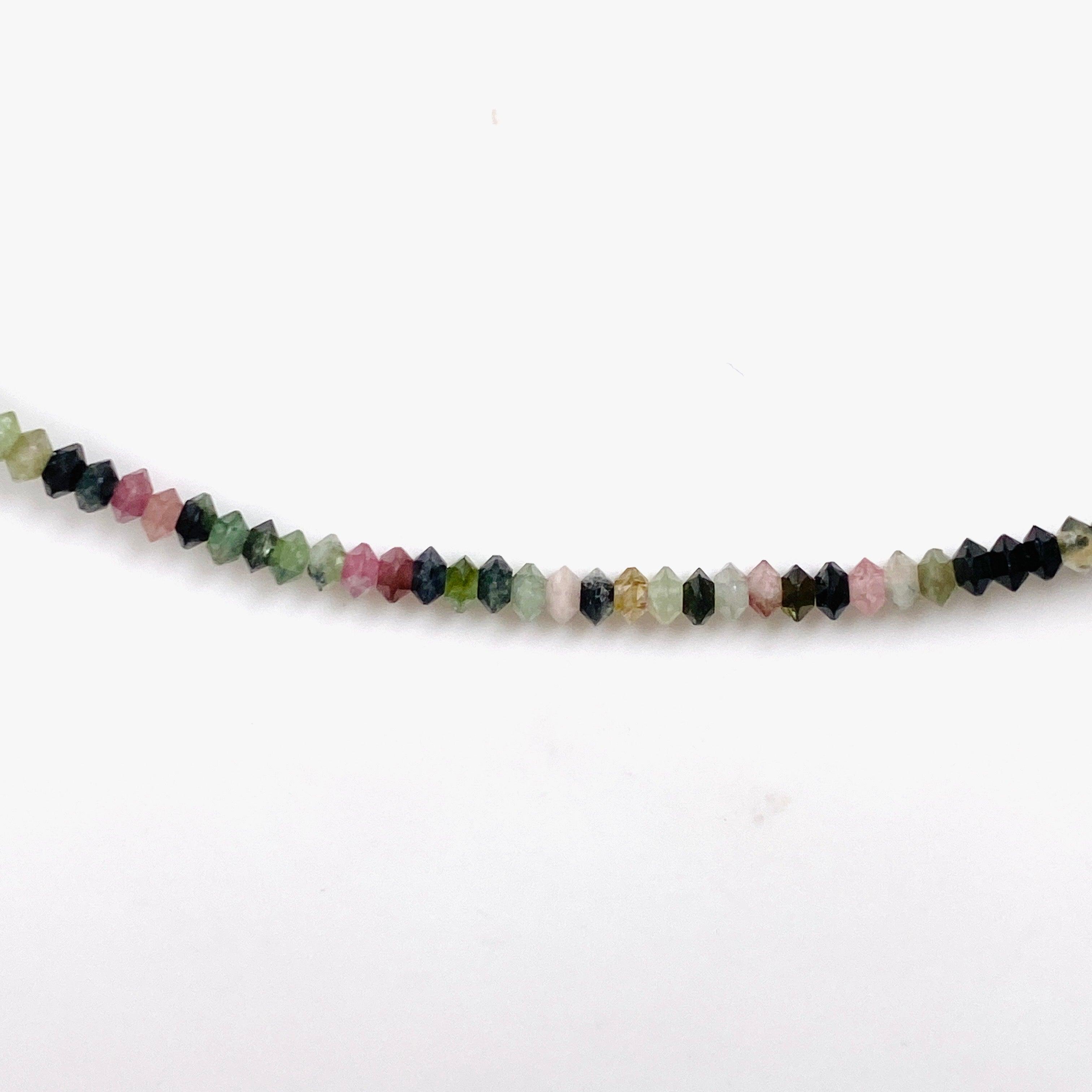 Micro Bead Necklace with Tourmaline Stones - Mixed Colors for Yoga, Meditation & Boho Fashion