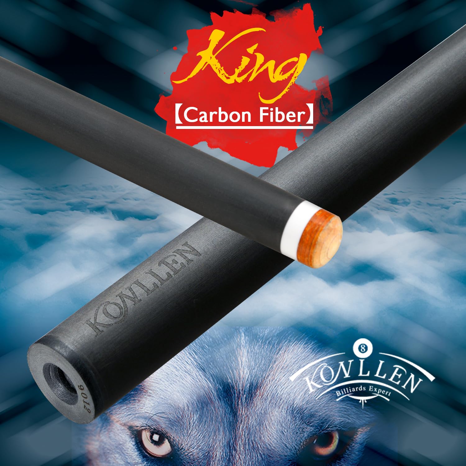 KONLLEN Professional Carbon Fiber Pool Cue Stick – Hand-Made Low Deflection Billiard Cue with Ultra-Smooth Inlay Design for Precision Shots | Perfect for Tournaments & Home Game Rooms