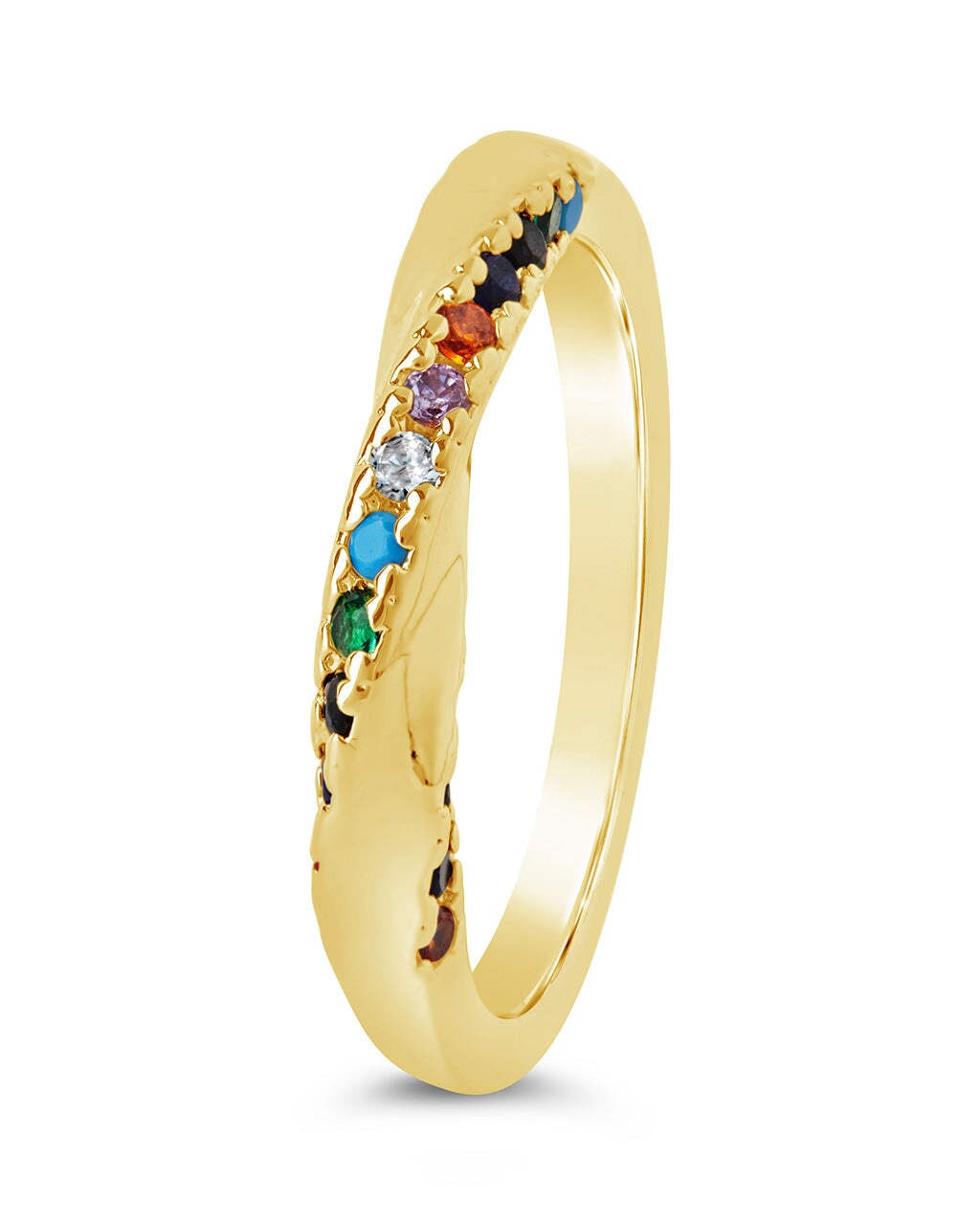 Senta Rainbow CZ Twist Ring - Elegant Cubic Zirconia Fashion Jewelry for Women, Perfect for Parties, Weddings & Daily Wear