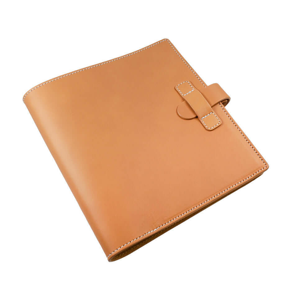 Premium Atoma Pur Leather Folder 185 x 210mm - Natural Brown Genuine Leather Document Organizer for Office, School & Business Professionals - Perfect for Presentations, Contracts & Important Files