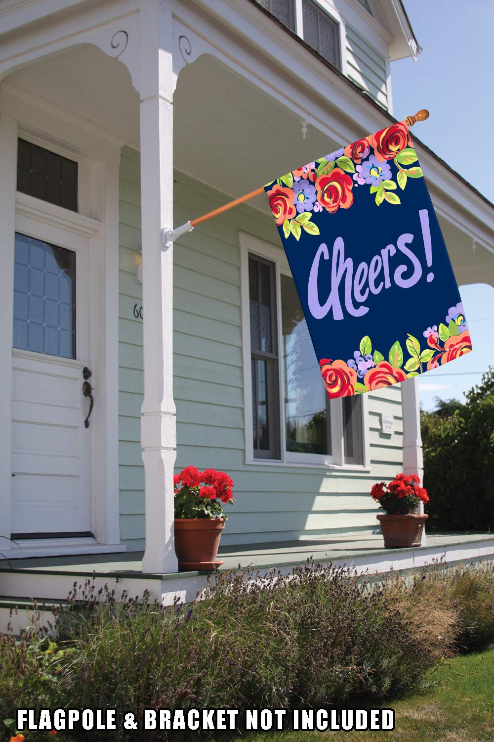 Toland Home Garden 28x40 Inch Double Sided Purple Floral Cheers Flag - Outdoor Decorative House & Yard Flower Banner for Patio, Lawn, Garden Welcome Decor