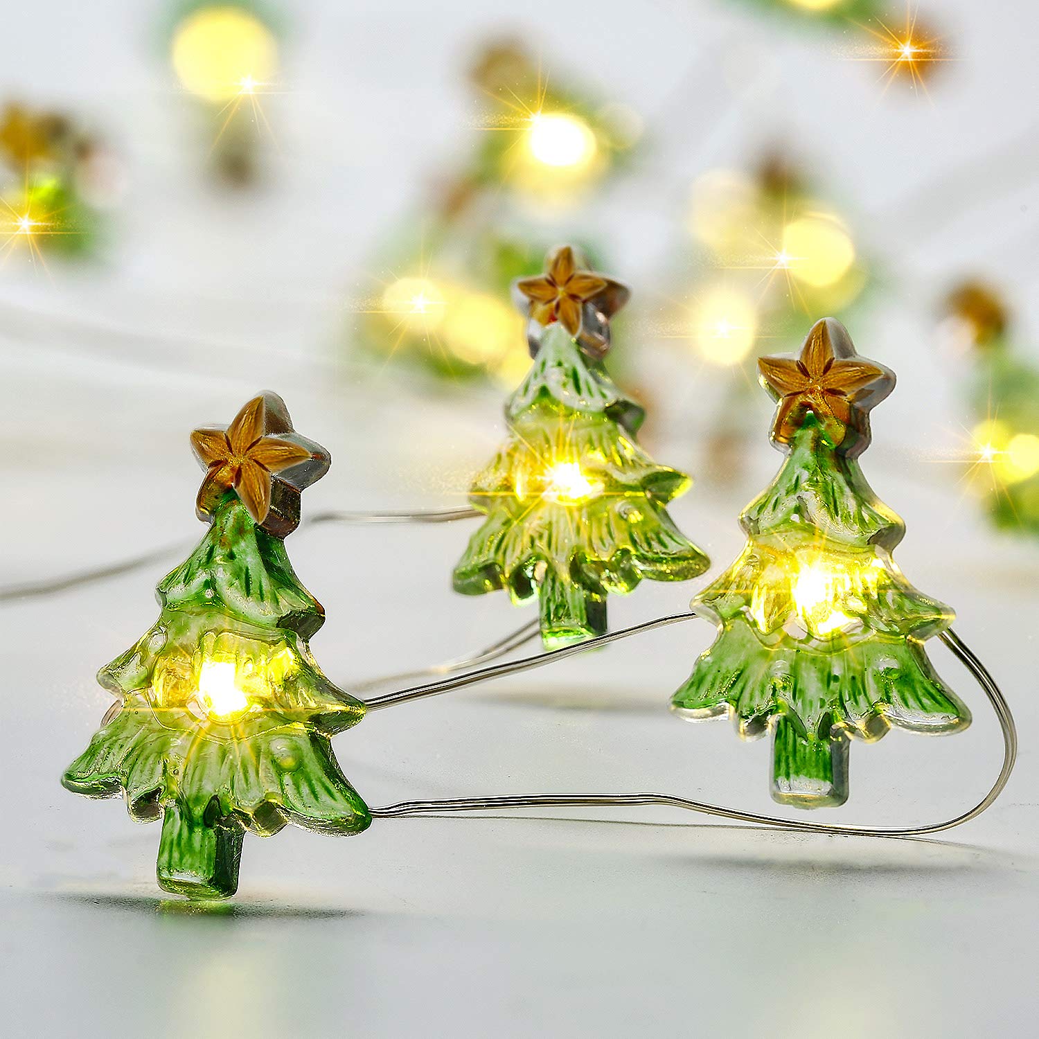 Mudder 10 ft 30 LED Christmas Tree String Lights - Battery Operated with 8 Flickering Modes, Remote Control & Timer - Perfect for Winter Decor, Wedding Centerpieces, Birthday Party Lighting, DIY Home Mantel Decorations - Ideal for Indoor/Outdoor Holiday Displays & Festive Atmosphere Creation