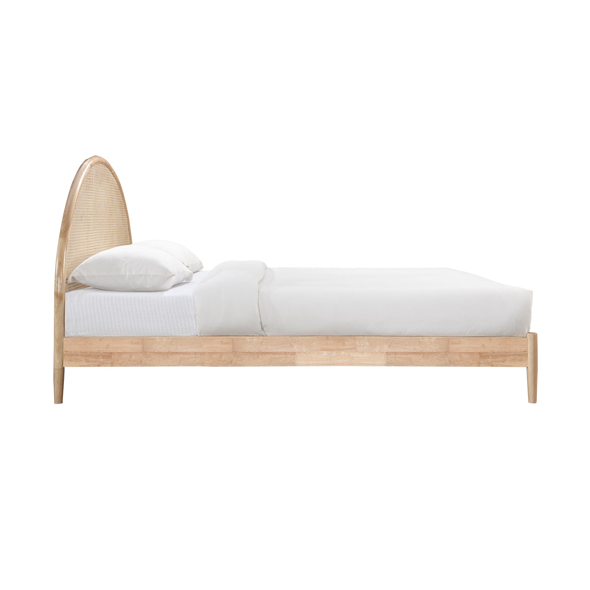 Avery Arch Rattan Queen Bed Frame - Solid Oak Wood, Natural Woven Rattan Headboard - Perfect for Bedroom, Guest Room, or Vacation Home Decor