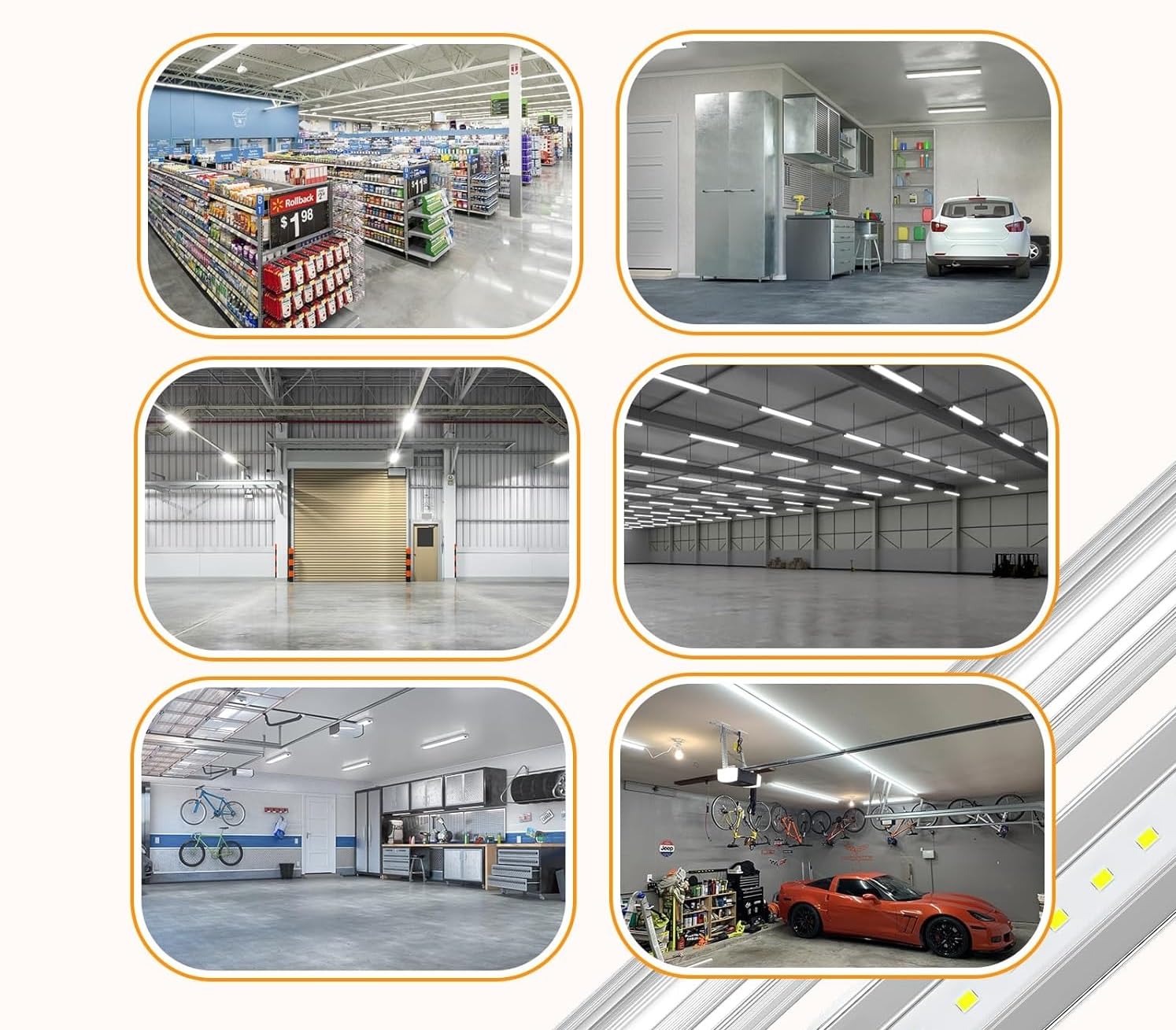 10-Pack R17D/HO/CW 8ft 60W 6500K F96T12/T8 LED Tube Lights - Fluorescent Replacement with Clear Lens for Warehouse, Garage & Office Lighting