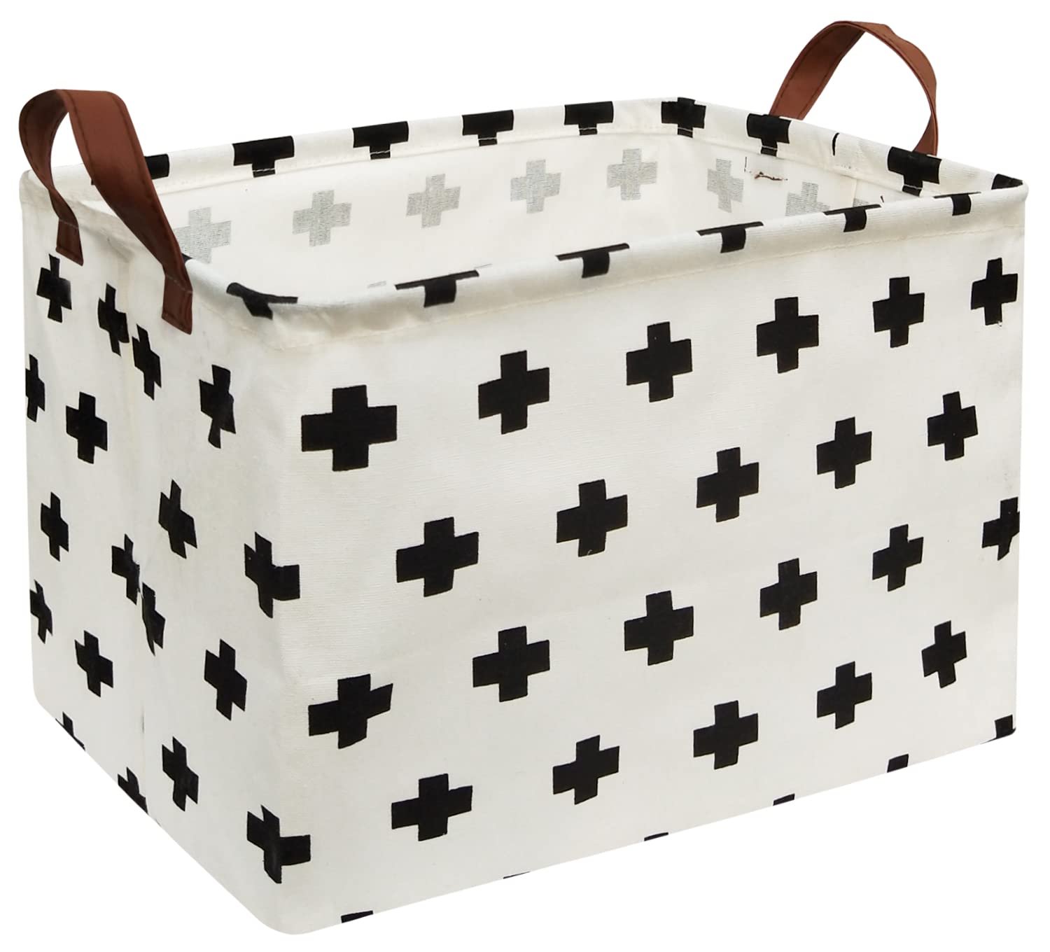 HIYAGON Collapsible Fabric Storage Bin - Rectangular Organizer Basket for Baby Toys, Kids Clothes, Pet Supplies | Nursery, Playroom & Home Organization | Gift Basket Idea (Cross Pattern)