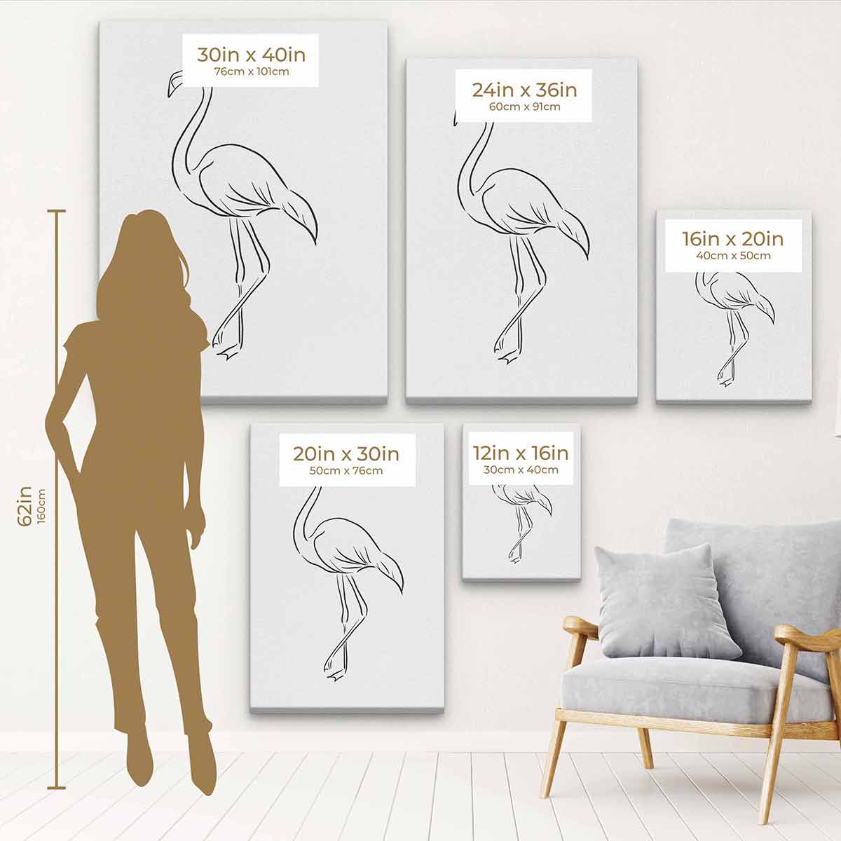 White Flamingo Wall Art Canvas Print - Tropical Home Decor for Living Room, Bedroom & Office - 9788