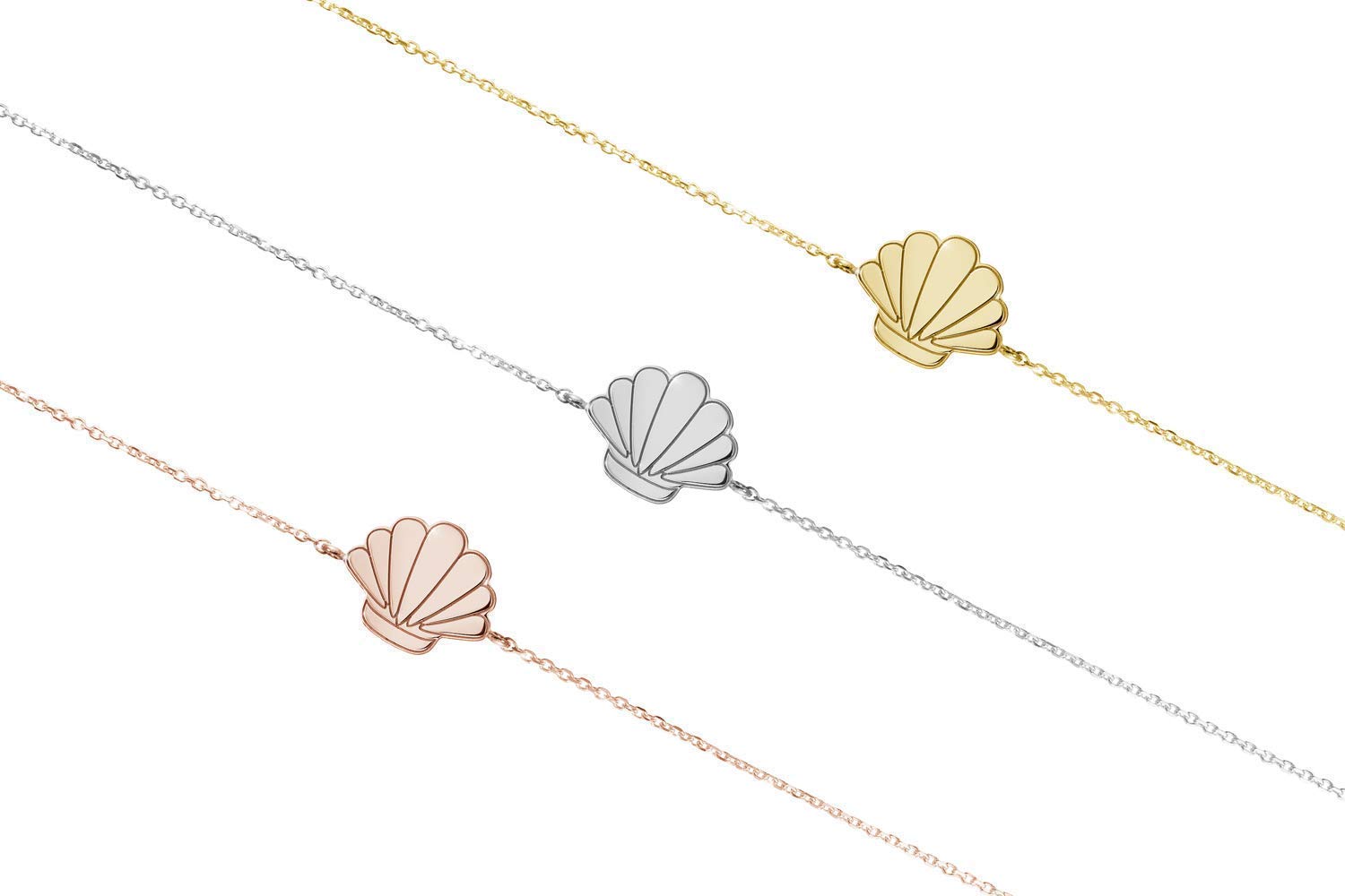 14K 18K Solid Gold Clam Seashell Bracelet - Rose Gold Beach Charm Jewelry for Women - Perfect Summer Gift for Her - Ideal for Beach Vacations, Weddings & Everyday Wear