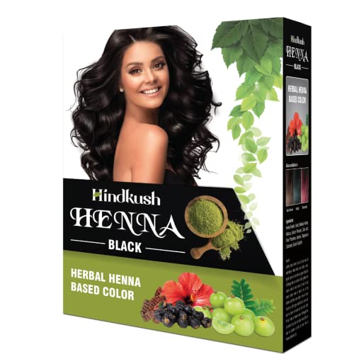 Hindkush Henna Black Herbal Hair Dye - Long Lasting Natural Hair Color for Women & Men (Pack of 2) | Safe Chemical-Free Gray Coverage for Home Use & Salon Styling