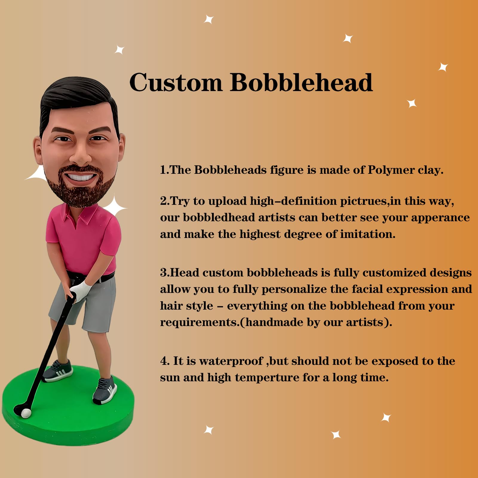 Custom Golf Bobblehead - Personalized Golf Gifts for Men | Unique Golf Lover Present | Funny Boss Gift for Golf Enthusiasts | Perfect for Office Desk, Birthday & Retirement Gifts