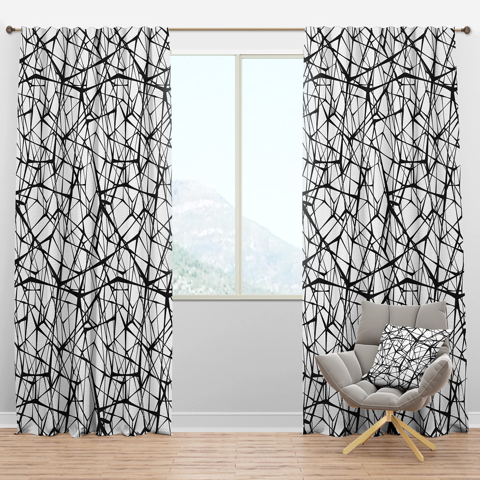DesignQ Blackout Curtains with Web Pattern - Thermal Insulated Single Panel (52x90 inches) for Bedroom & Living Room - Noise Reducing & Energy Saving Window Drapes for Better Sleep & Privacy
