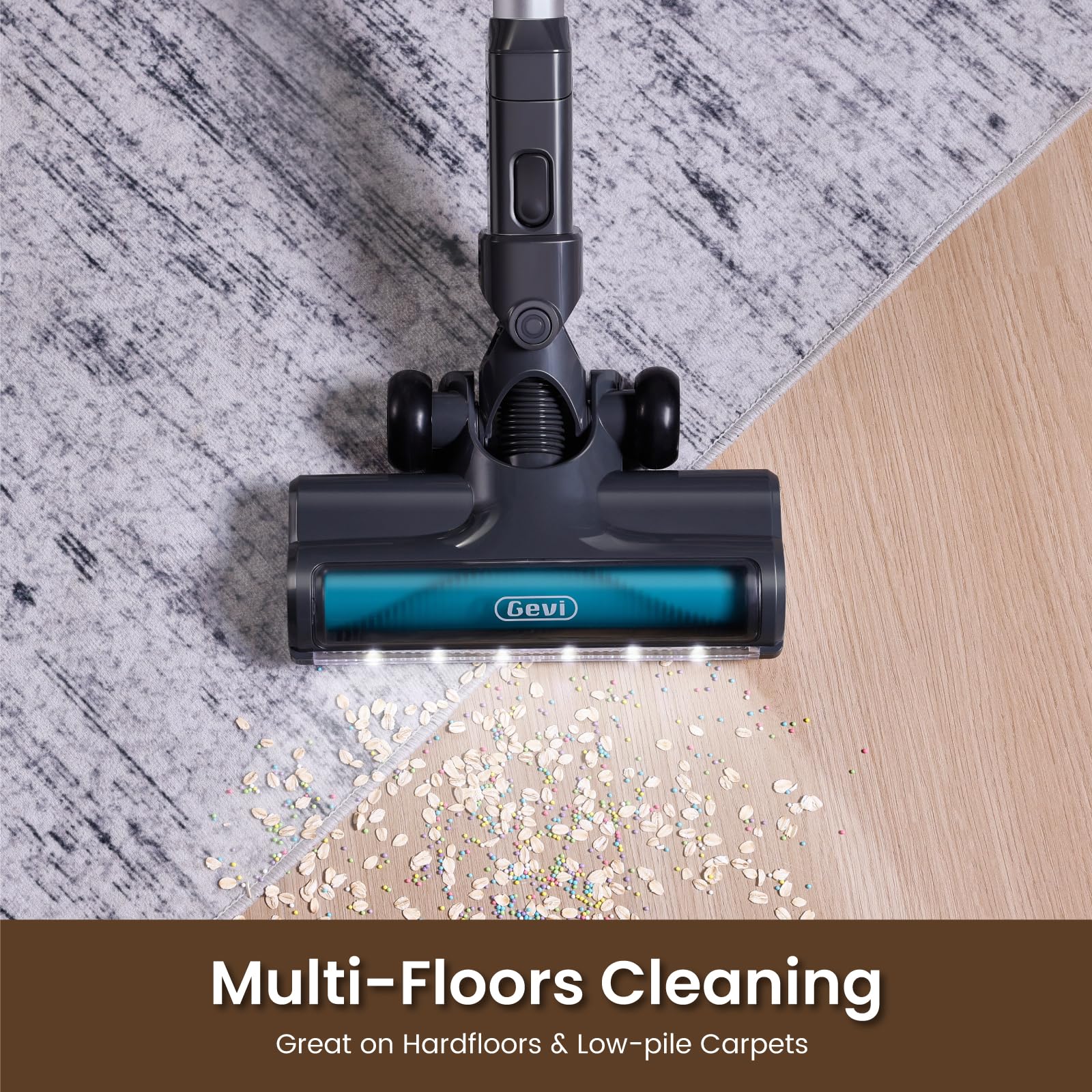 Gevi 20KPa Powerful Cordless Stick Vacuum Cleaner - 6-in-1 Lightweight Vacuum with 45min Runtime for Hard Floors, Carpets & Pet Hair - White | Perfect for Home Cleaning, Pet Owners & Quick Pickups