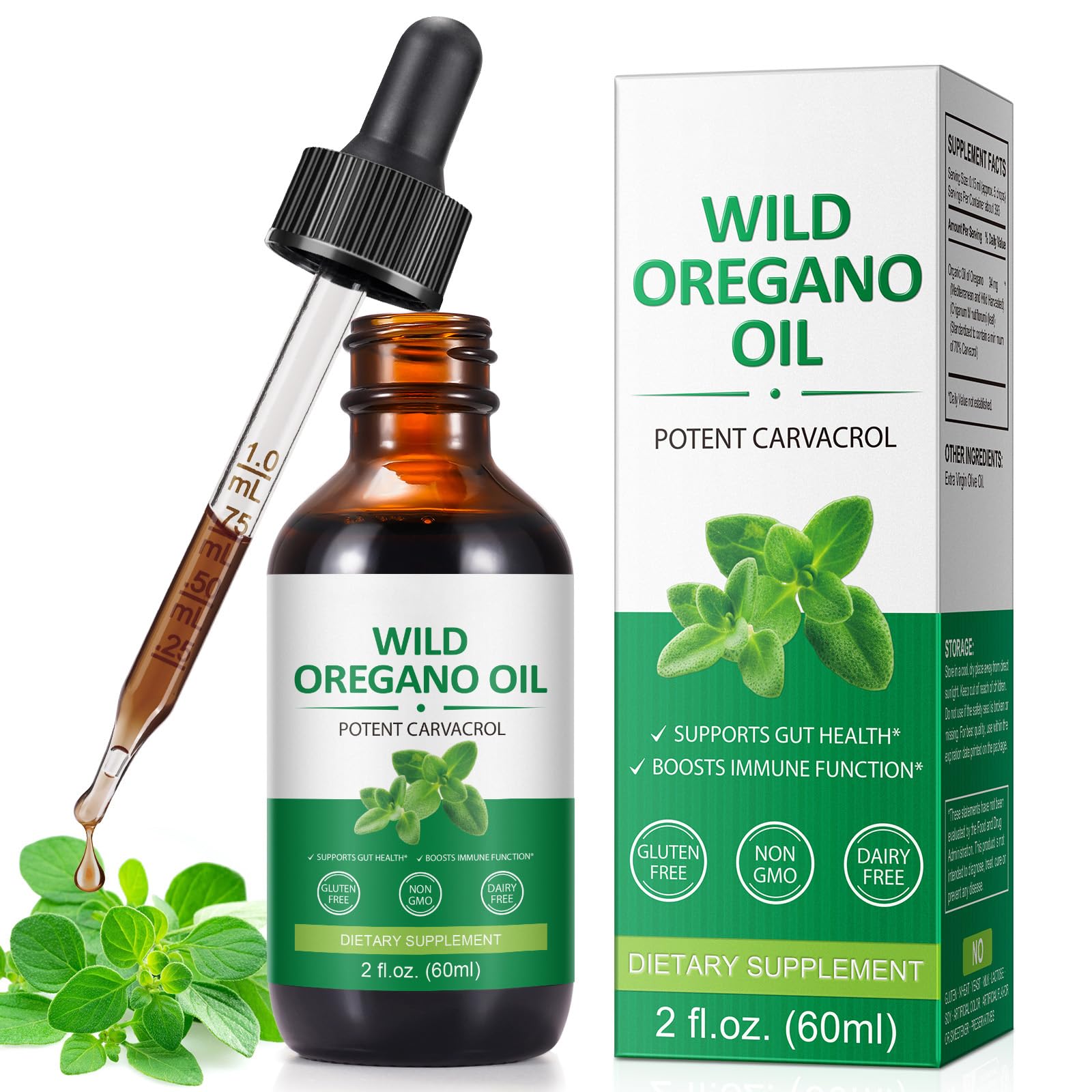 Organic Oregano Oil for Men & Women - 2 Fl oz - Immune Support, Natural Antibacterial, Digestive Aid - Perfect for Cooking, Aromatherapy & Wellness Routine