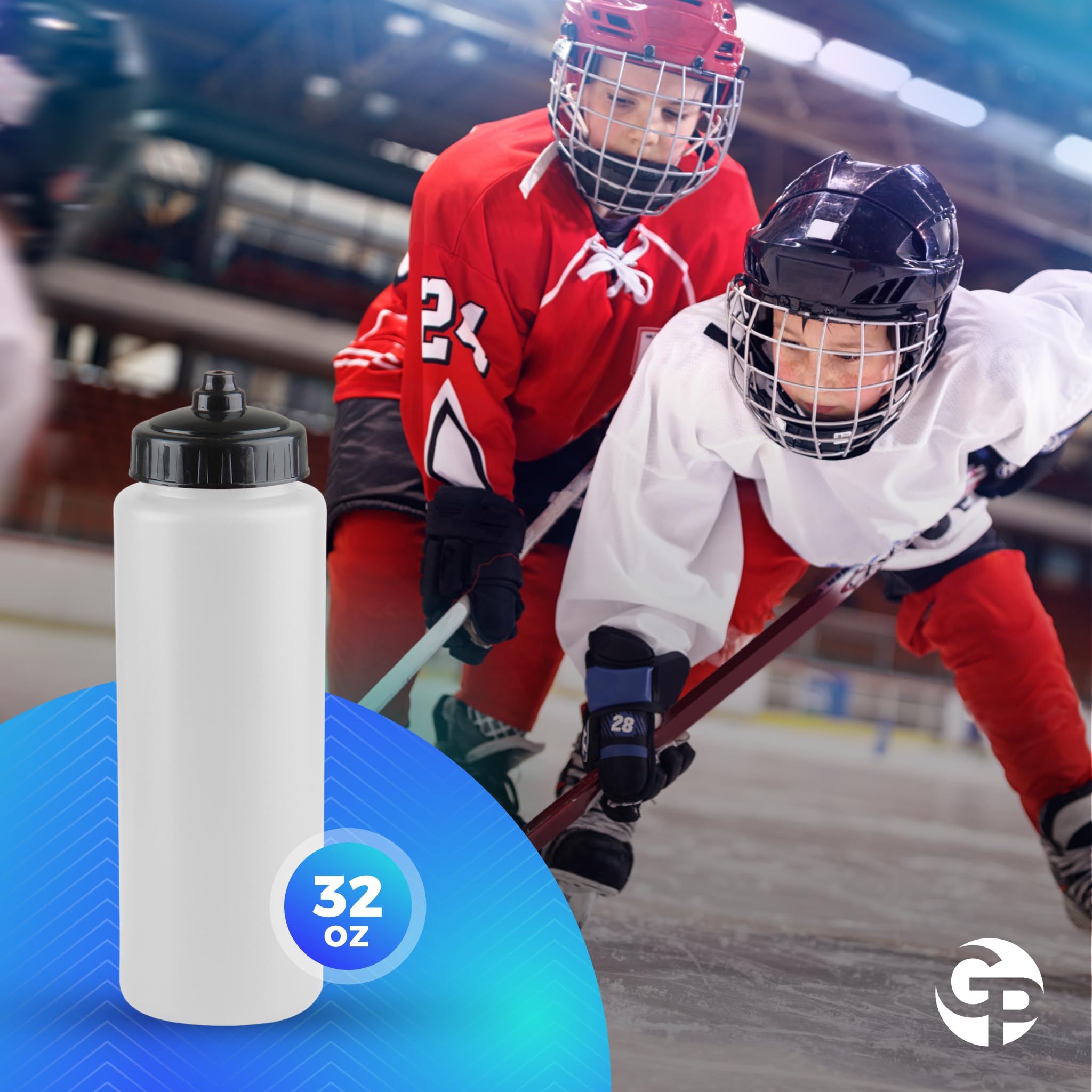 32 oz BPA-Free Sports Water Bottle 25-Pack - Leakproof Squeeze Bottle for Gym, School & Team Sports | Durable Reusable Water Bottles Made in USA by Gary Plastic Packaging | Perfect for Workouts, Hiking & Outdoor Activities