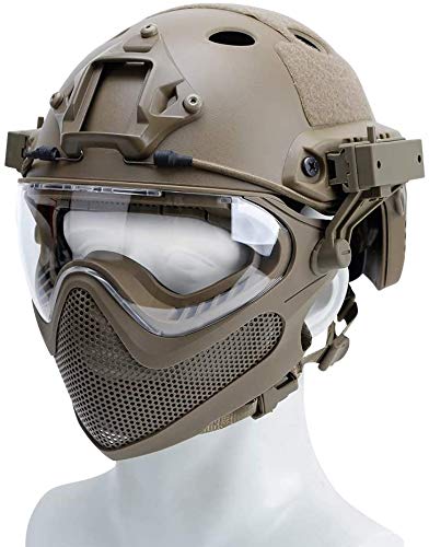 Tactical Airsoft Fast Helmet F22 - Full Face Protection with Detachable Mask & Goggles for Airsoft, Paintball, and Military Simulation Games | Lightweight & Adjustable Combat Helmet for Outdoor Sports & Training