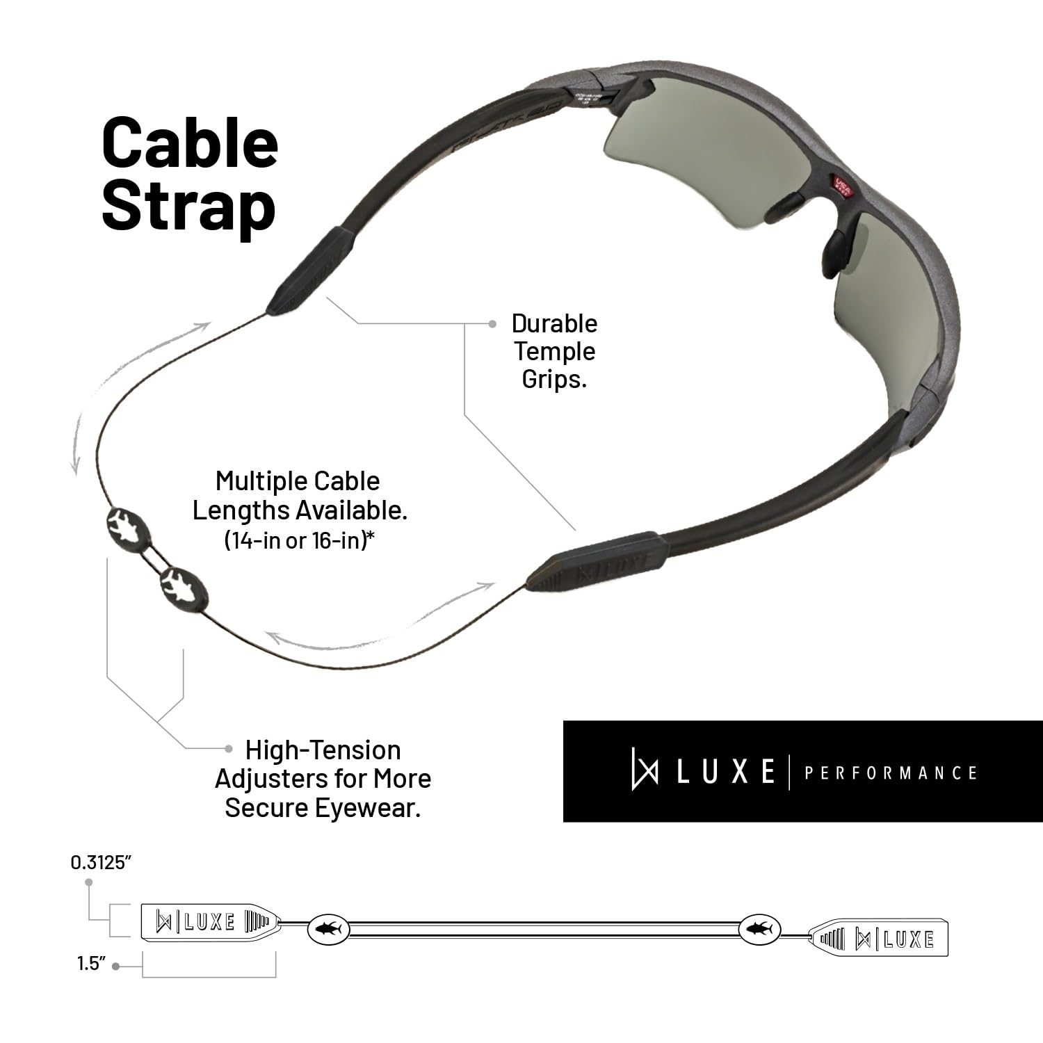 Adjustable Glasses Strap - Secure Eyewear Retainer for Sunglasses & Eyeglasses | Anti-Slip Cable Straps | Perfect for Sports, Running, Hiking & Outdoor Activities