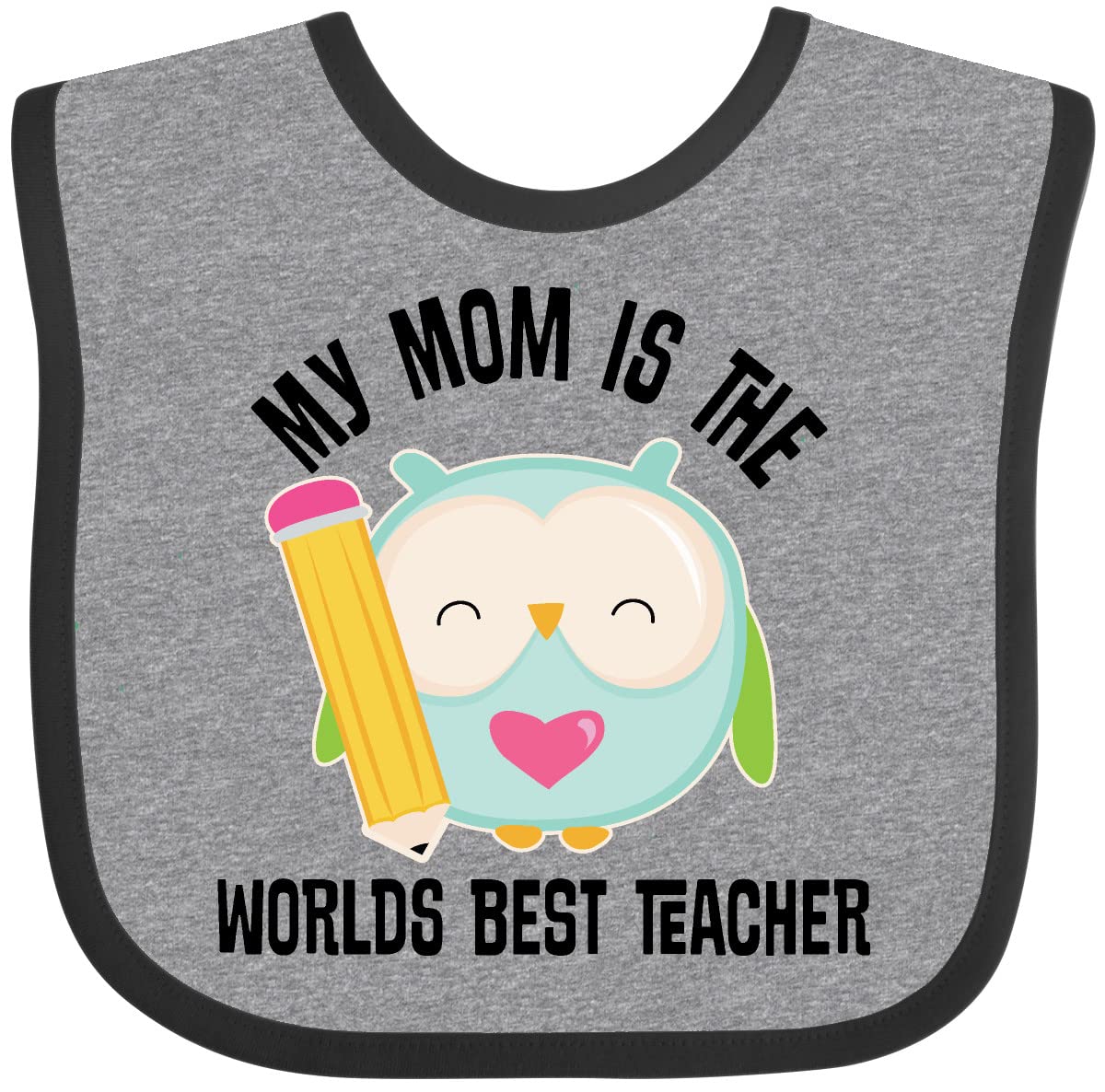 Inktastic Teacher Mom School Owl Baby Bib - Cute & Durable Drool Bib for Infants & Toddlers - Perfect for Daycare, School, or Home Use