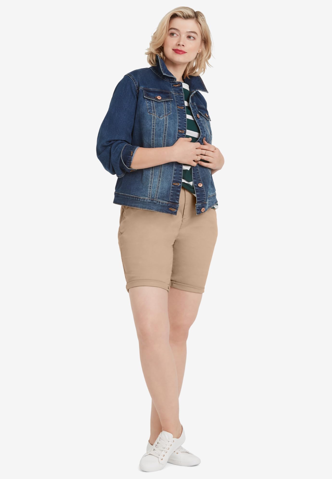 Ellos Women's Plus Size Bermuda Shorts - Comfortable Stretch Denim Shorts for Curvy Women | Perfect for Summer, Beach & Casual Outings