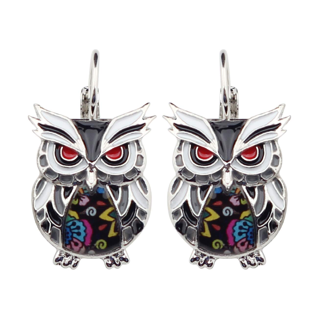 NEWEI Enamel Alloy Anime Owl & Parrot Earrings - Stud & French Hook Dangle Fashion Jewelry for Women & Girls - Cute Bird-Themed Gifts for Birthday, Cosplay & Daily Wear