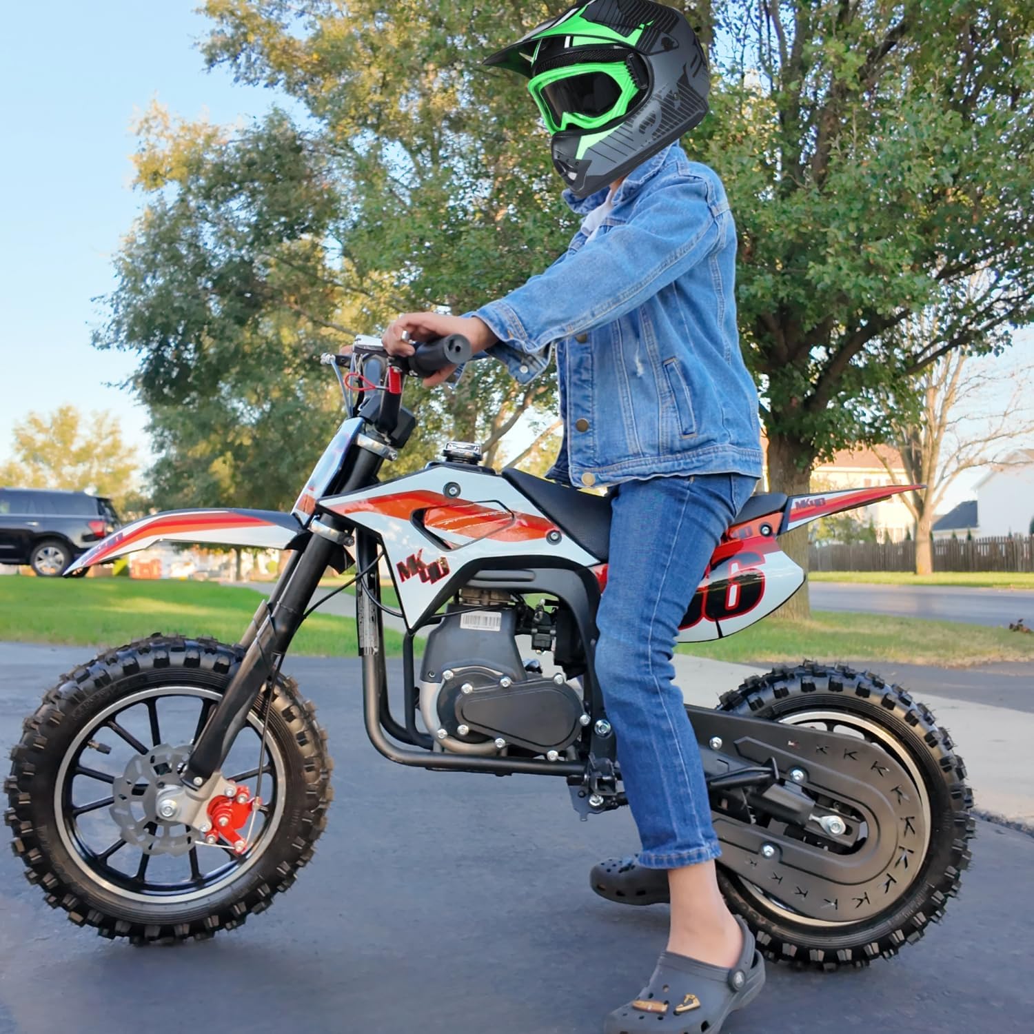 SYX MOTO 40cc Mini Dirt Bike for Kids Ages 8-12 | 4-Stroke Gas Powered Off-Road Pit Bike | 19 MPH Max Speed with Pull Start & 10'' Wheels | EPA Approved | Green | Perfect for Backyard Racing & Trail Adventures
