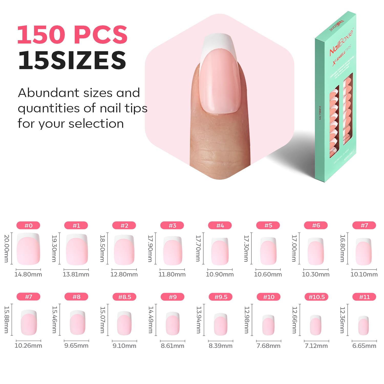 Modelones 160 PCS Short Brown Square French Tip Press On Nails Kit with LED Light, Top Coat & Nail Glue - DIY Nail Art for Home, Parties & Special Occasions