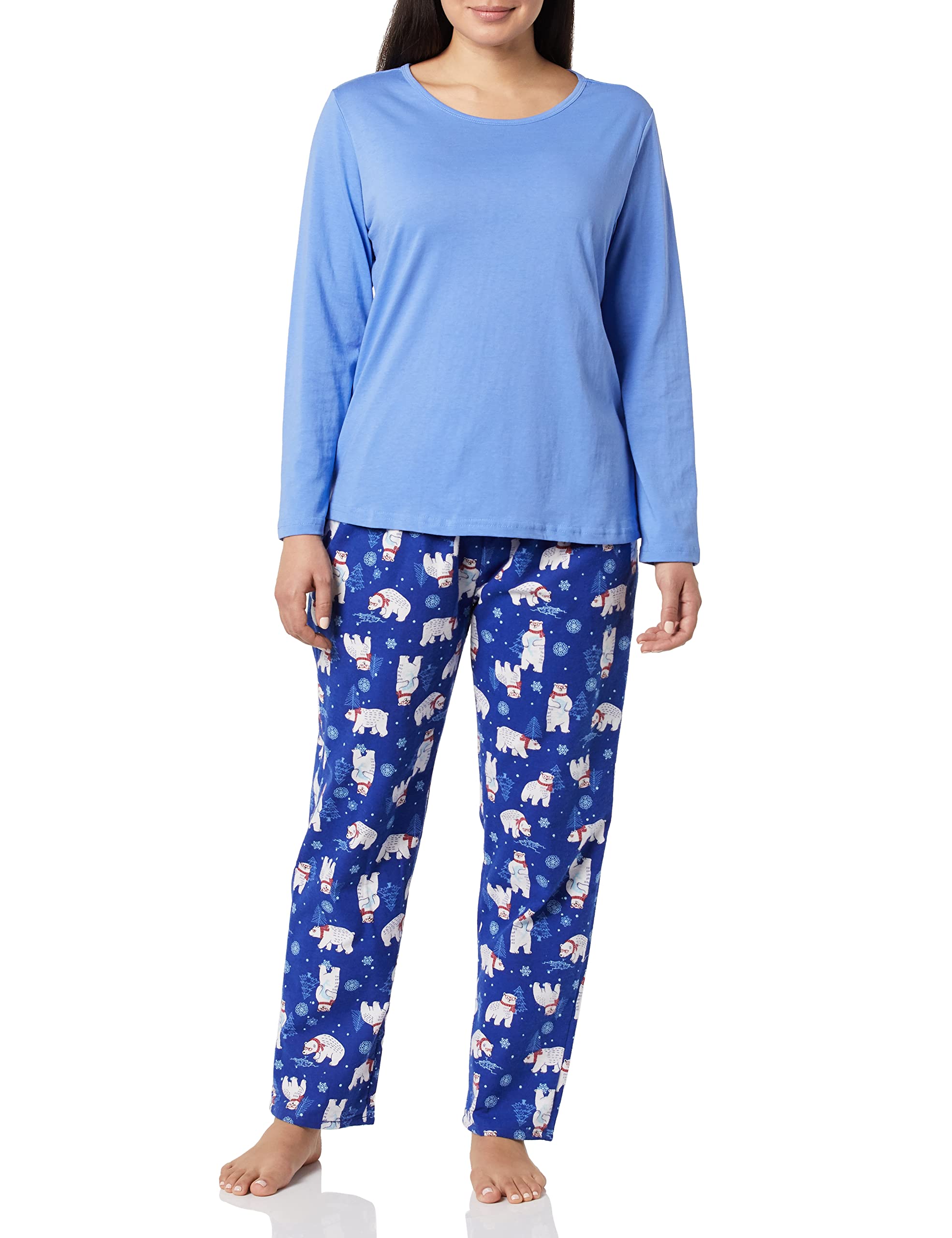 AmeriMark Women's Cotton Knit Pajama Set - Plaid & Holiday Flannel Lounge Pants for Sleepwear, Loungewear & Cozy Nights at Home
