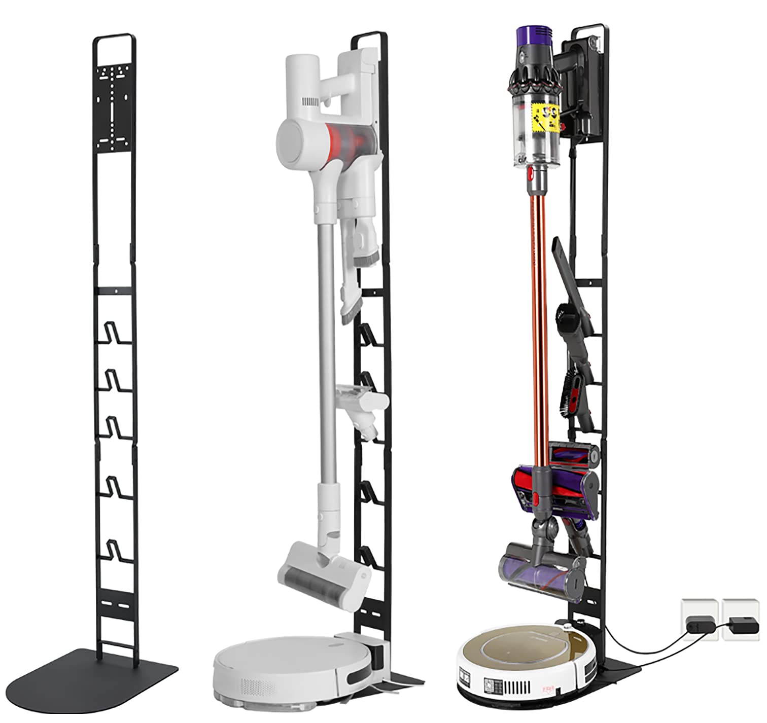 AOKEMAi Vacuum Cleaner Bracket - Universal Metal Stand for Dyson V6 V7 V8 V10 V11 V12 V15 VR VX & Dreame T10 T20 T30 Wireless Vacuums - Charging Dock Holder with Fixed Charger End - Perfect for Home, Office & Garage Organization