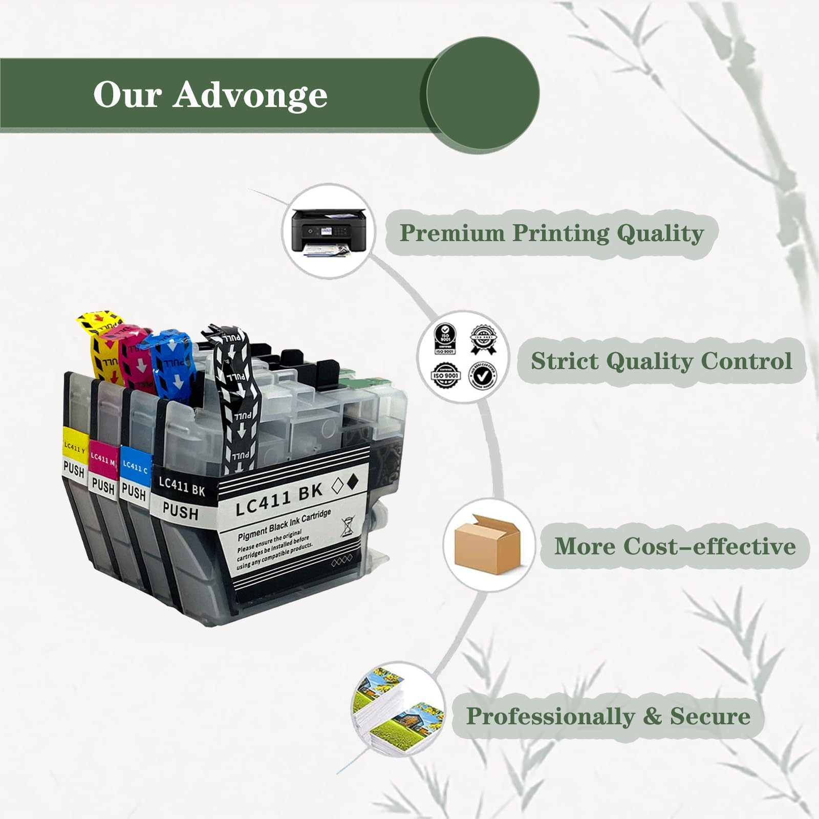 Brother 411XL High Yield Ink Cartridges - Black & Color Combo Pack for DCP-J Series Printers - Home & Office Use