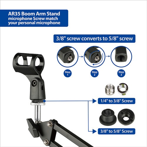 Phottix AR35 Adjustable Desktop Boom Arm Stand for Microphone, Podcast & Streaming - Perfect for Home Studio, Gaming & Office Setup
