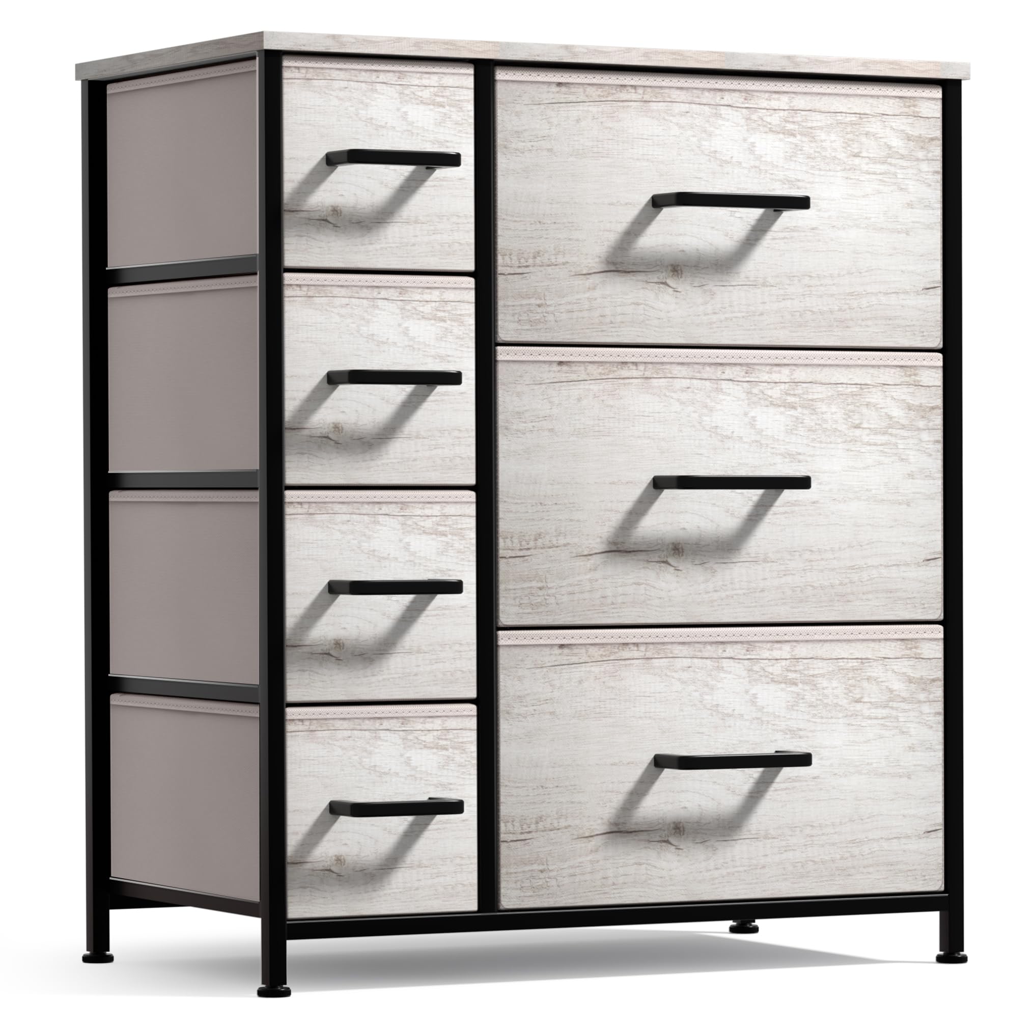 Sorbus 7-Drawer Dresser Organizer with Faux Wood Finish - Sturdy Steel Frame & Wood Top Storage Chest for Clothes, Bedding & Accessories - Perfect for Bedroom, Closet, Dorm Room or Entryway Organization - Easy Pull Fabric Bins for Quick Access