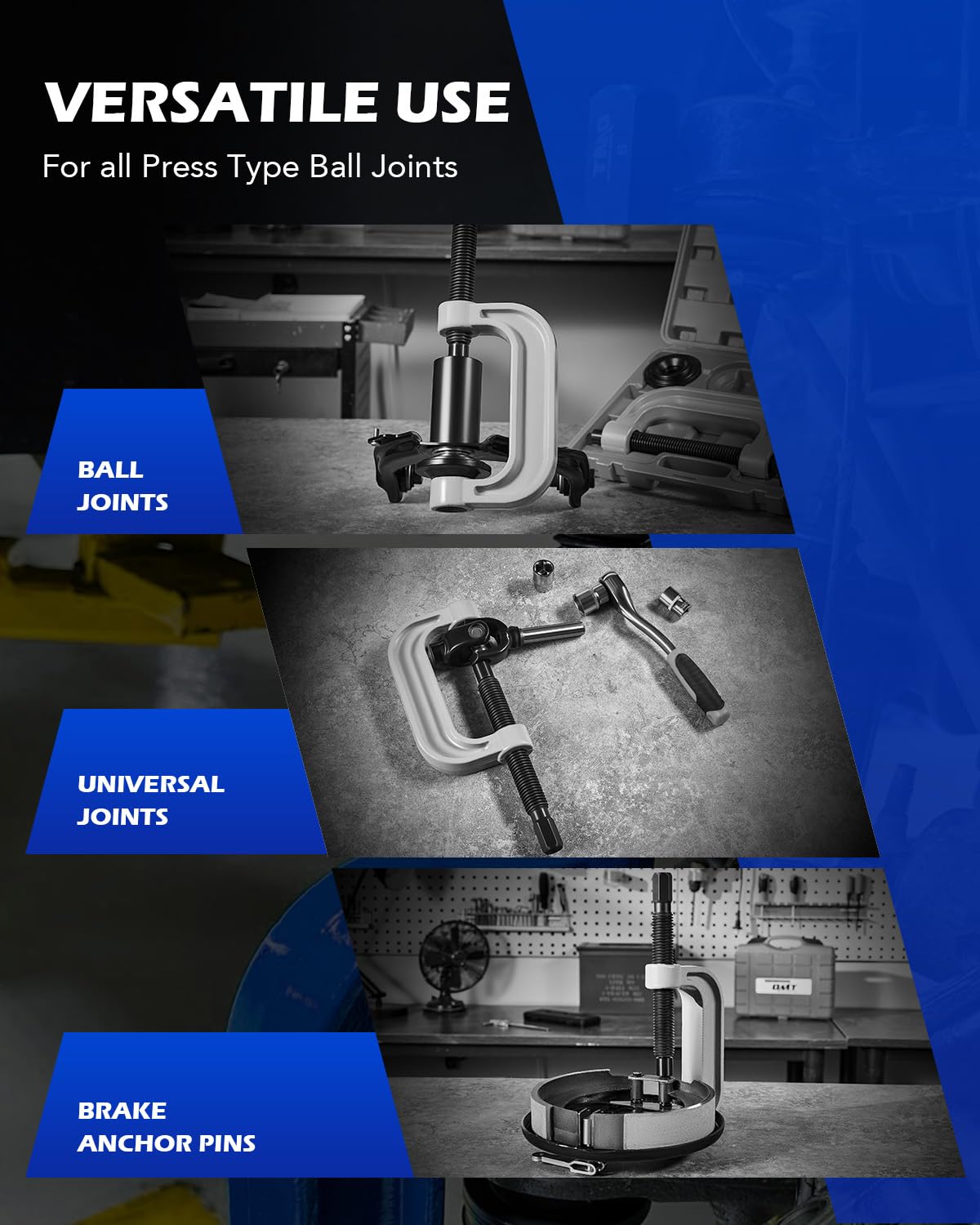 Orion Motor Tech 23-Piece Heavy Duty Ball Joint Removal Tool Kit with Press, U Joint Remover, Sockets & Universal Adapters - Compatible with Most 2WD/4WD Cars, Trucks & SUVs - Perfect for Auto Repair Shops & DIY Mechanics