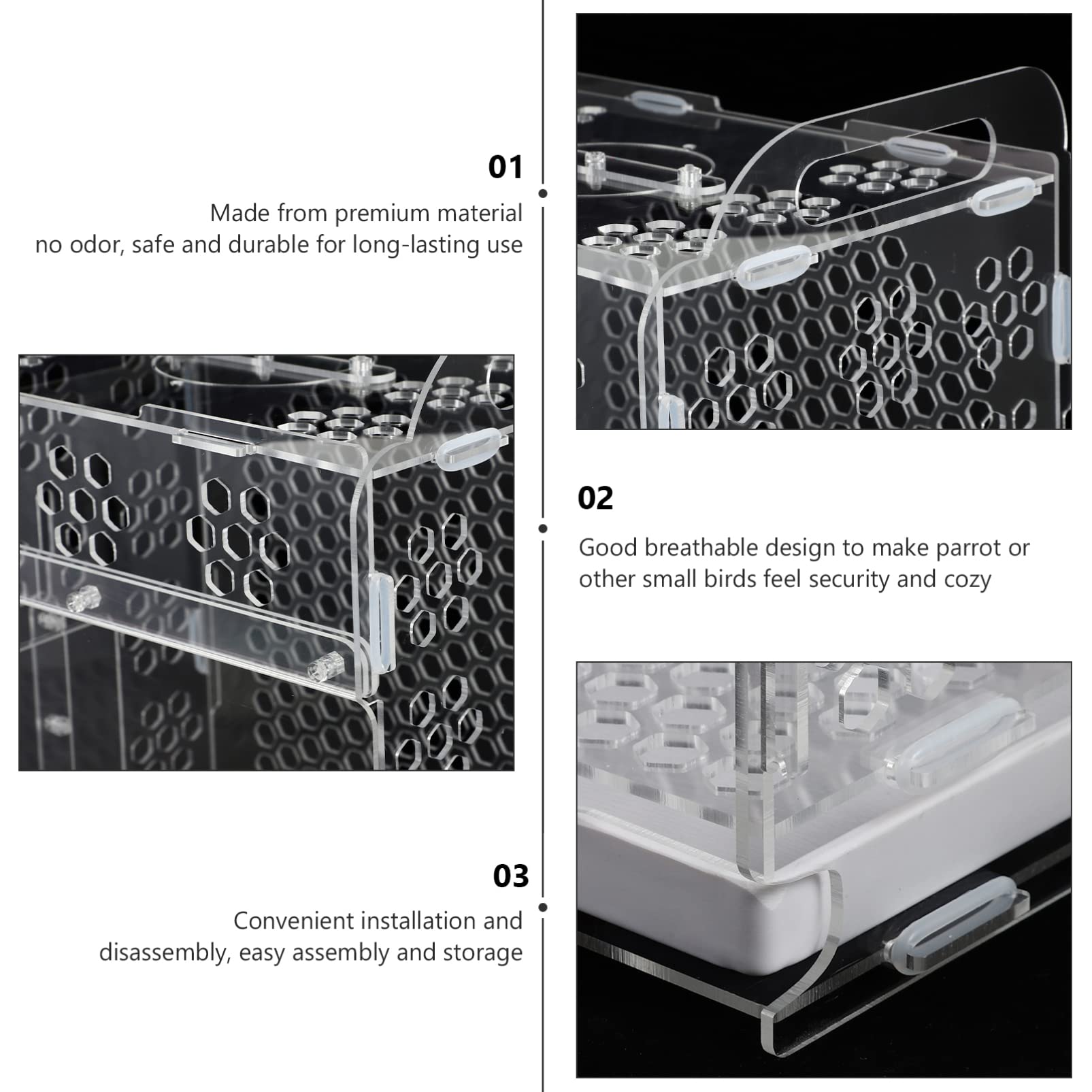1pc Transparent Acrylic Bird Cage with Removable Tray - Parrot Feeding Cage for Small Birds, Canaries - Easy Clean Bird House for Home, Office, or Garden Decor