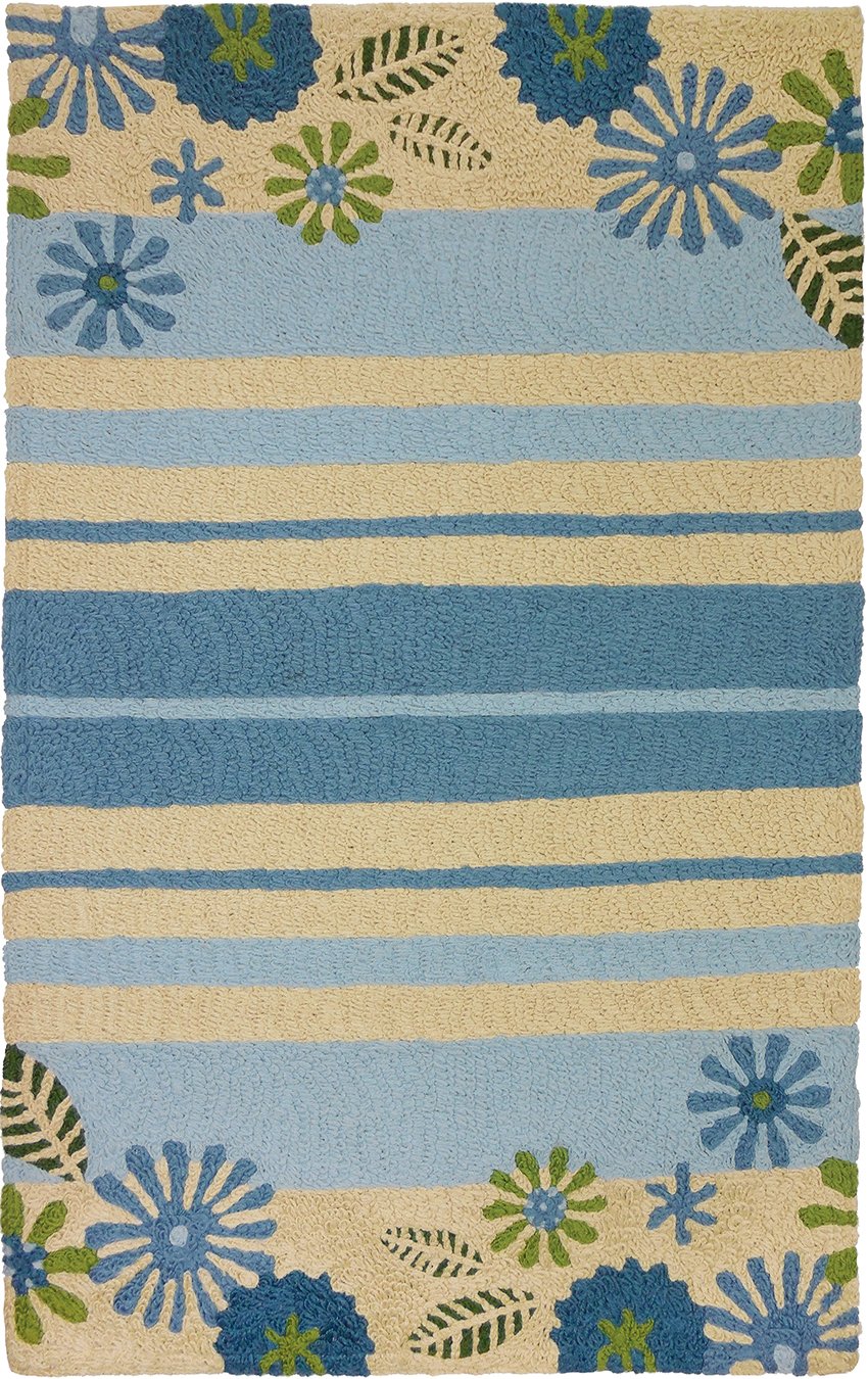 Jellybean Patio Collection - Daisies And Stripes Outdoor Cushion Cover | Waterproof & UV Resistant for Patio Furniture, Garden Chairs & Poolside Loungers