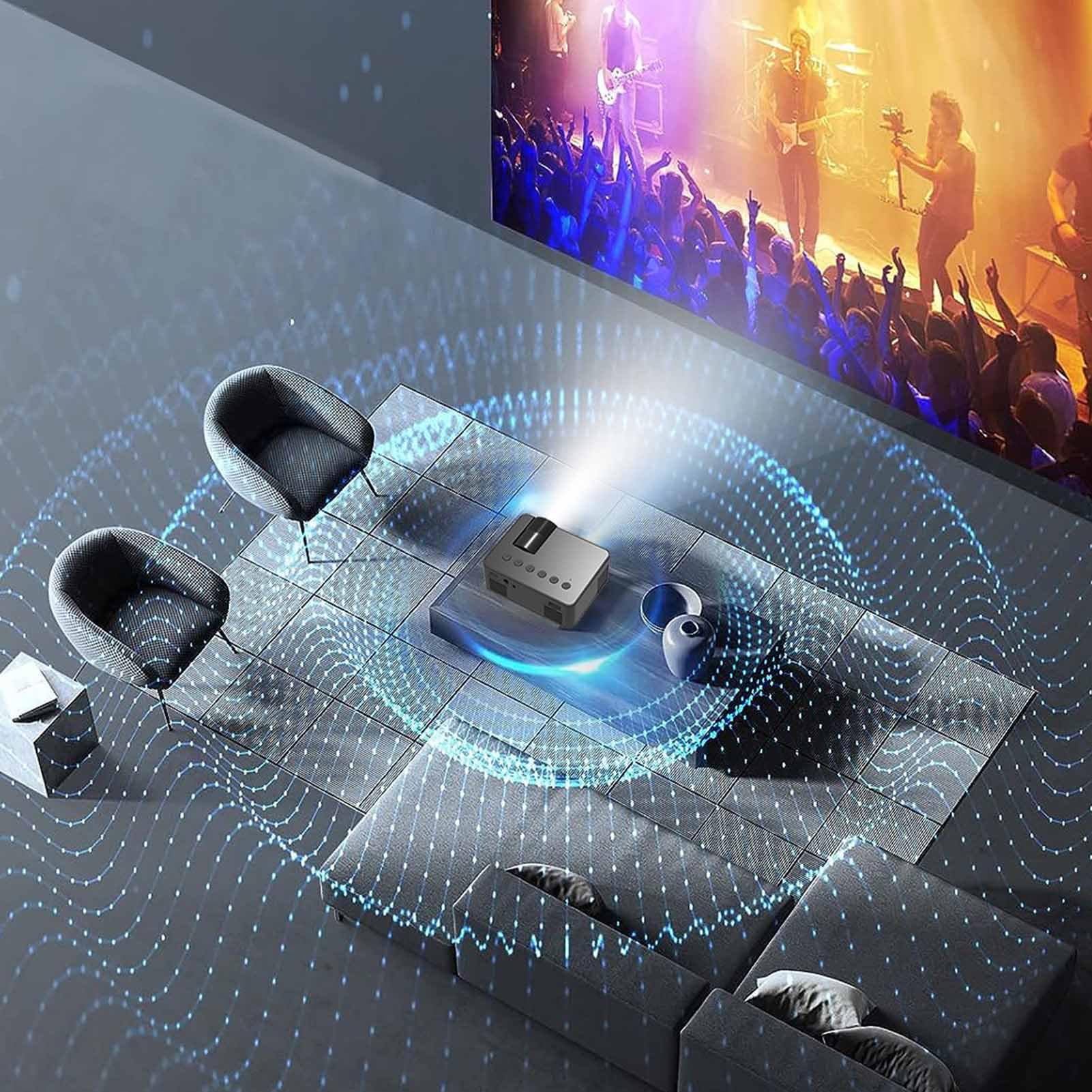 Mini Projector 1080P Full HD - Portable Home Theater Projector with Eye Protection for Movies, Gaming & Outdoor Use | Compatible with Phone, Laptop & TV for Home, Office & Backyard Entertainment