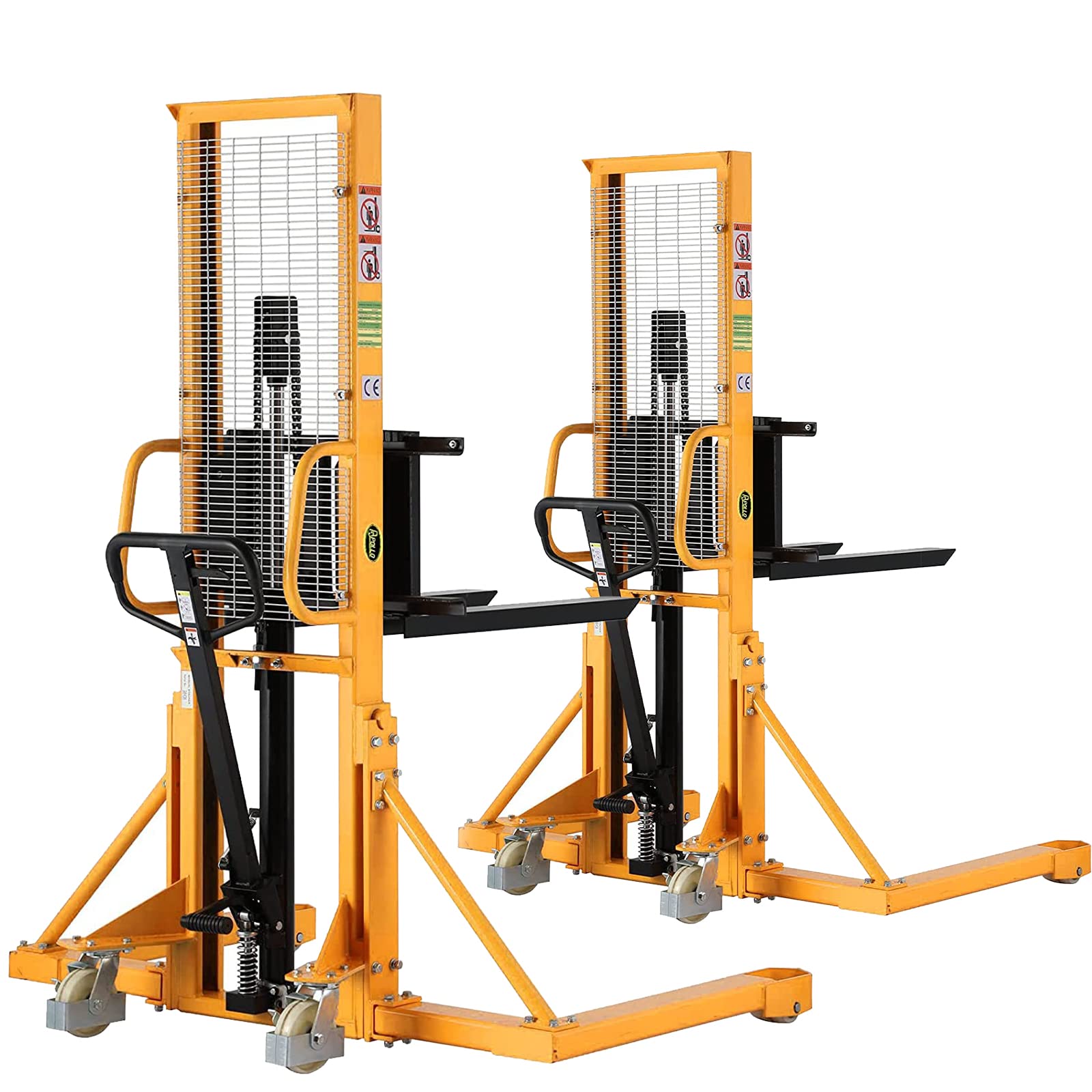 APOLLOLIFT 2-Piece Manual Pallet Stacker with Straddle Legs - 1100lbs Capacity, 63inch Max Lifting Height, Adjustable Forks - Ideal for Warehouse, Factory & Loading Dock Operations