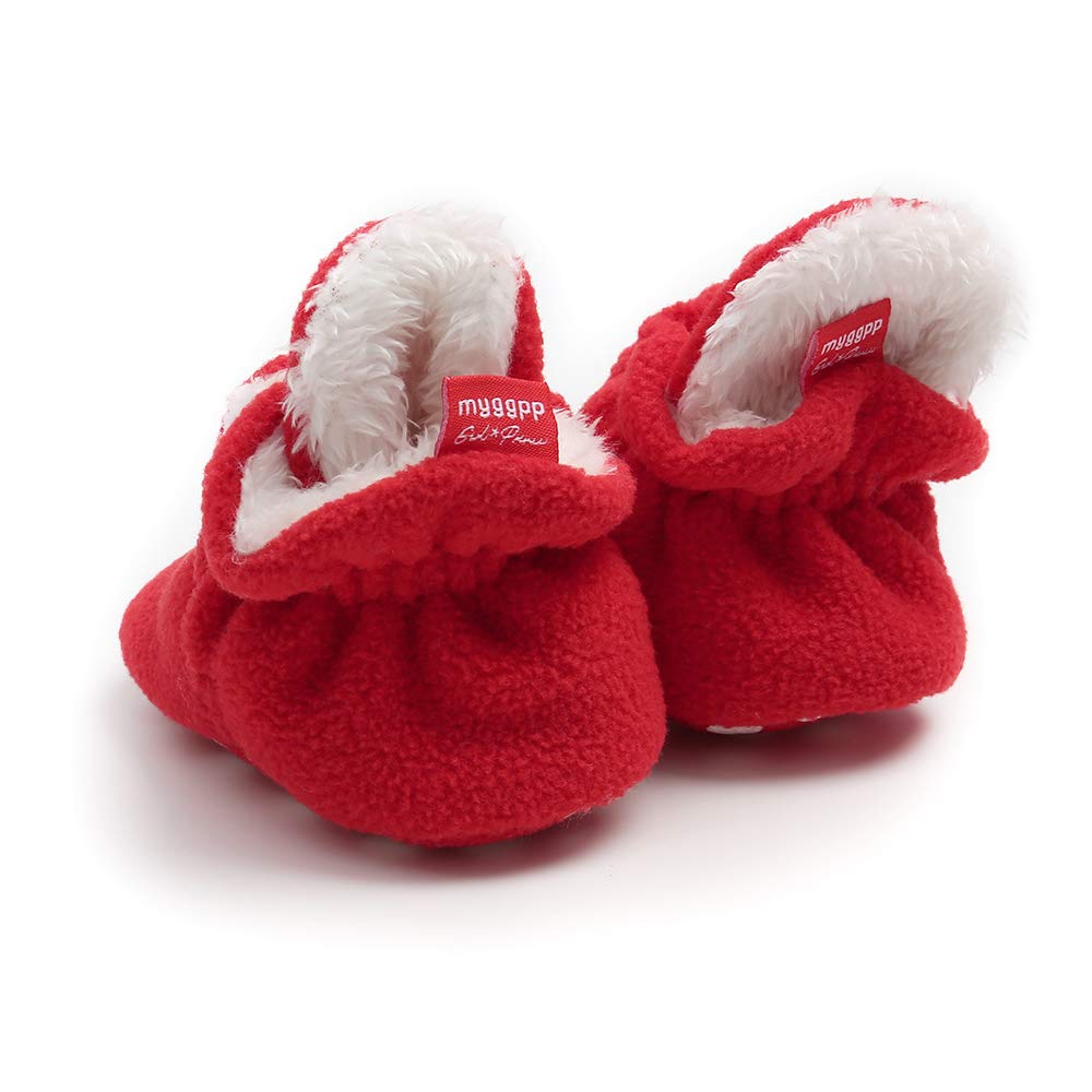 myppgg Baby Fleece Booties - Warm Winter Non-Slip Soft Sole Socks for Newborns & Toddlers (Unisex Boy/Girl) - Cozy Crib Shoes for Indoor Play & Outdoor Walks