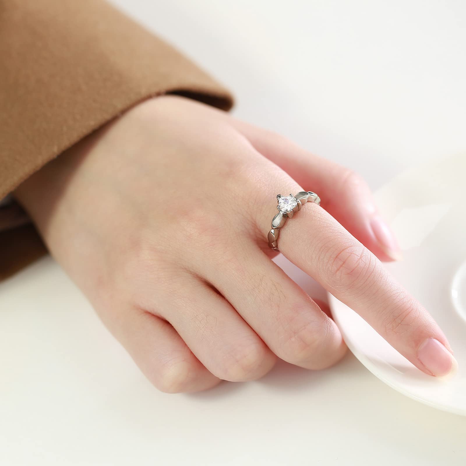 Personalized Couple Rings for Him and Her - Titanium Black CZ Matching Promise, Wedding & Engagement Ring Set - Cubic Zirconia Comfort Fit Bands for Women & Men - Perfect for Anniversaries, Proposals and Romantic Gifts