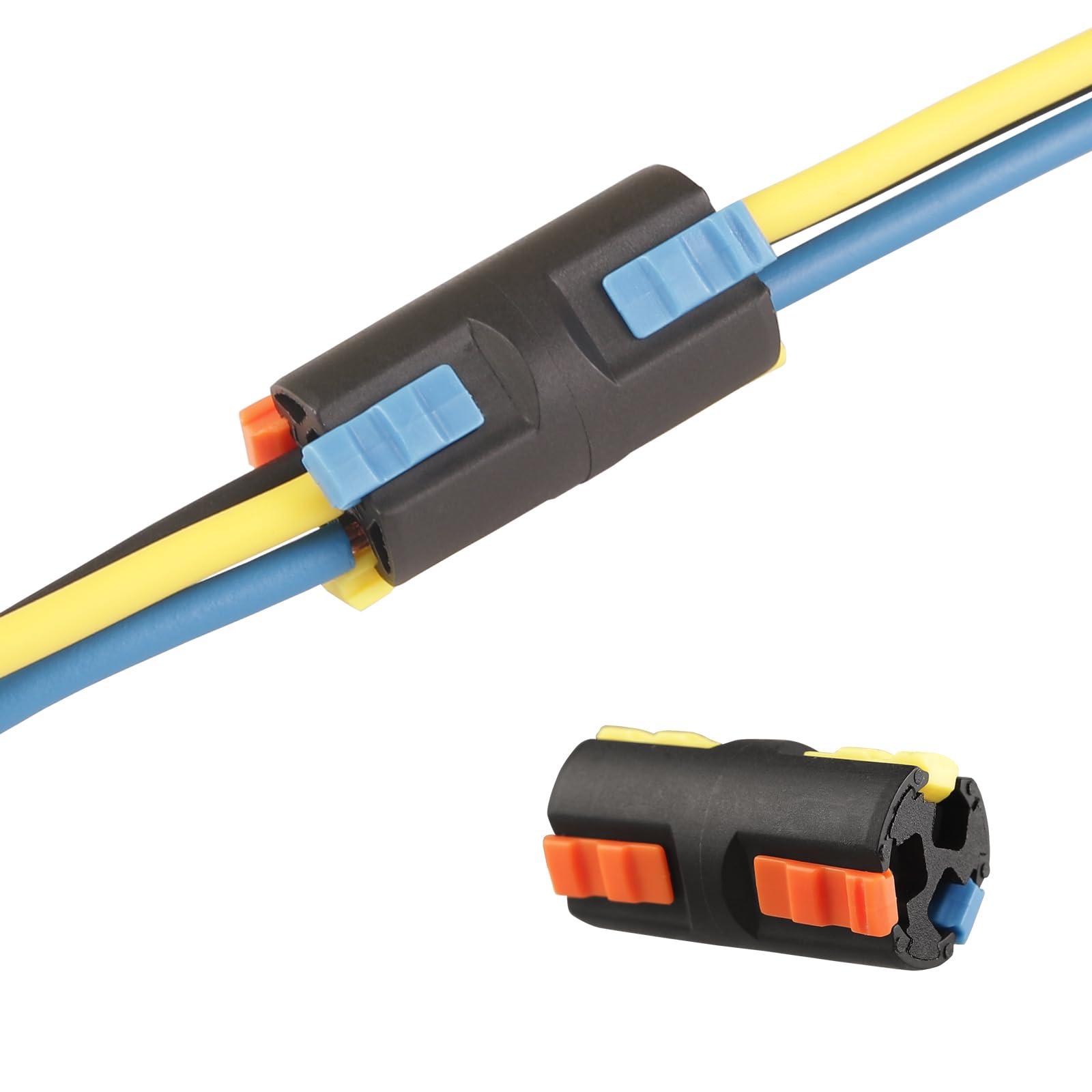 Brightfour 3-Port Lever Wire Connectors - Reusable Automotive Electrical Connectors for AWG 16-20 Wires (Black, 10 Pack) - Ideal for Car Wiring, Home Appliances & DIY Electrical Projects