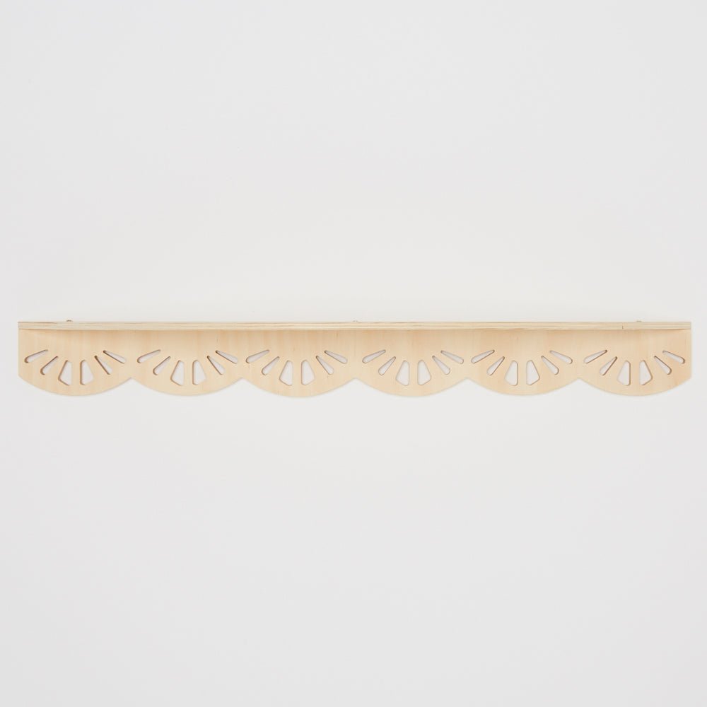 Scalloped Olive Wood Floating Shelves - Rustic Wall Shelves for Kitchen, Bathroom & Living Room Decor - Handmade Wooden Shelves for Home Organization & Display