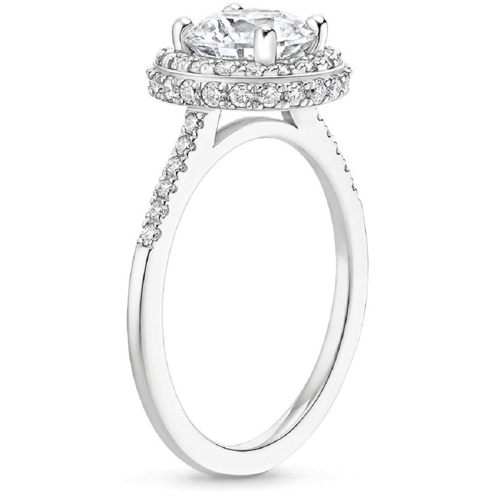 2 Carat Cushion Cut Moissanite Engagement Ring - Vintage Wedding Band with Double Halo Diamond Setting in Sterling Silver - Anniversary Promise Ring for Women - Perfect for Proposals, Weddings & Special Occasions
