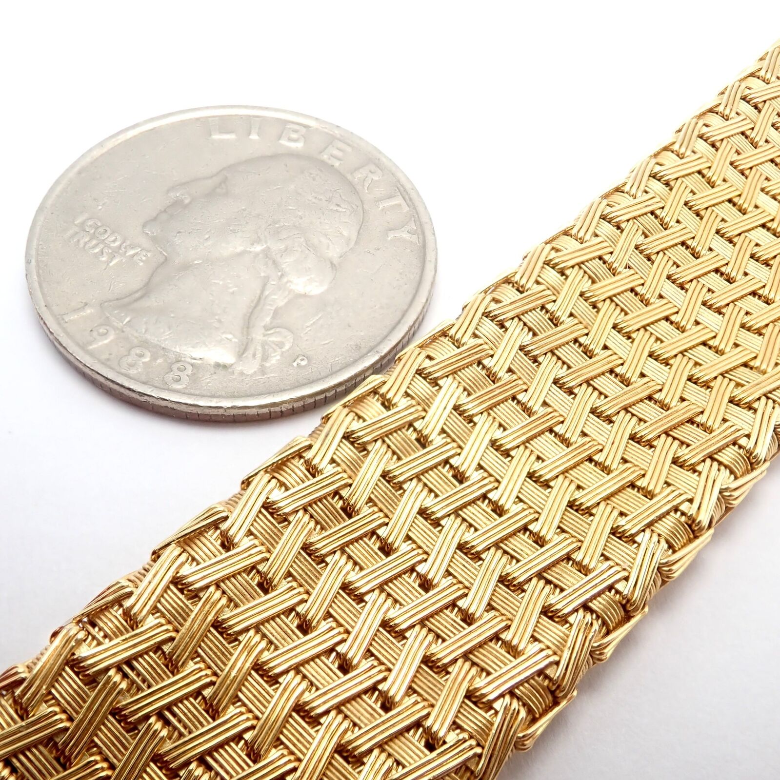 Authentic Roberto Coin 18k Yellow Gold Large Basket Weave Bracelet for Women | Luxury Italian Jewelry Gift for Anniversary, Birthday & Special Occasions | Perfect for Evening Events & Formal Wear