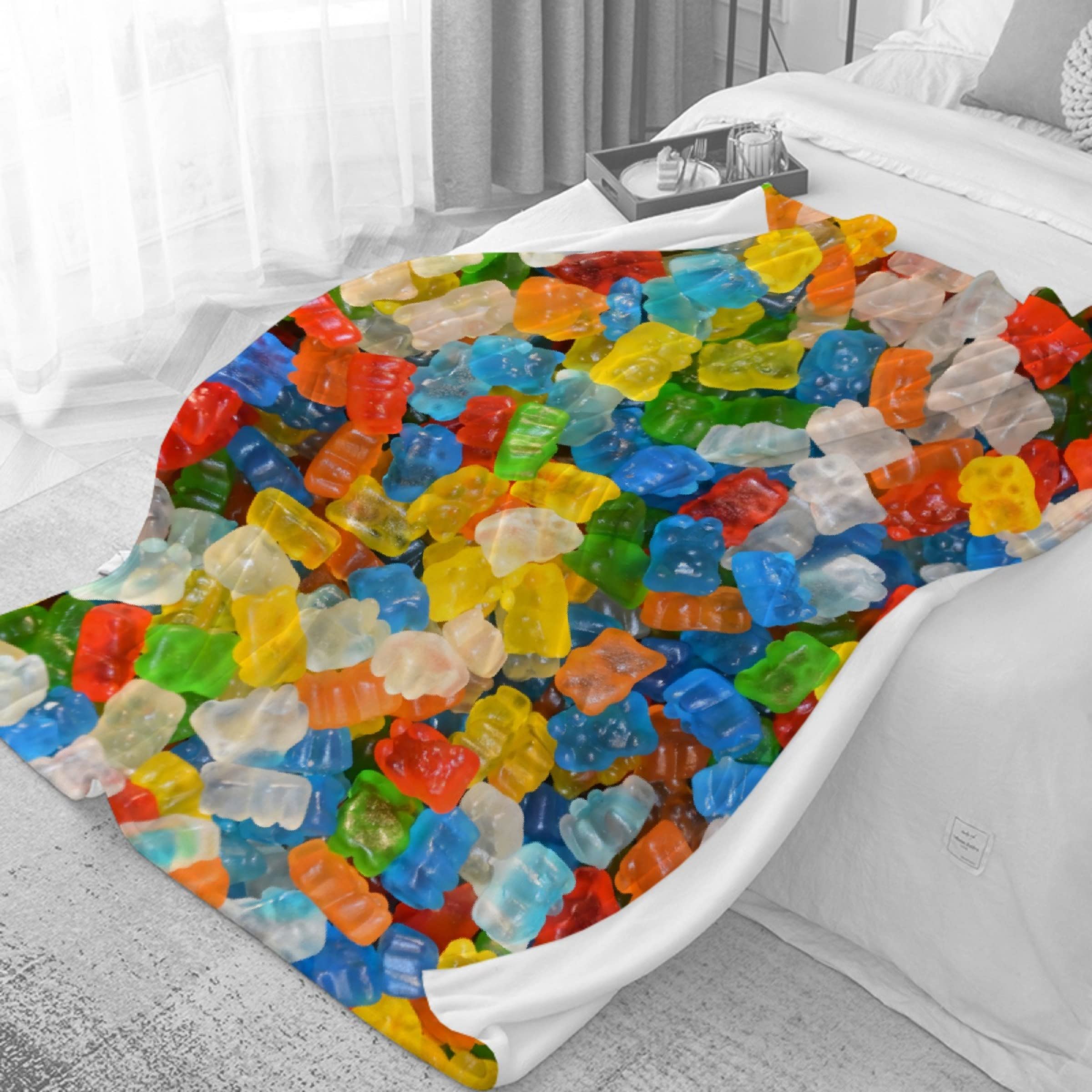 Ultra Soft Plush Flannel Gumdrops Candy Throw Blanket - 90