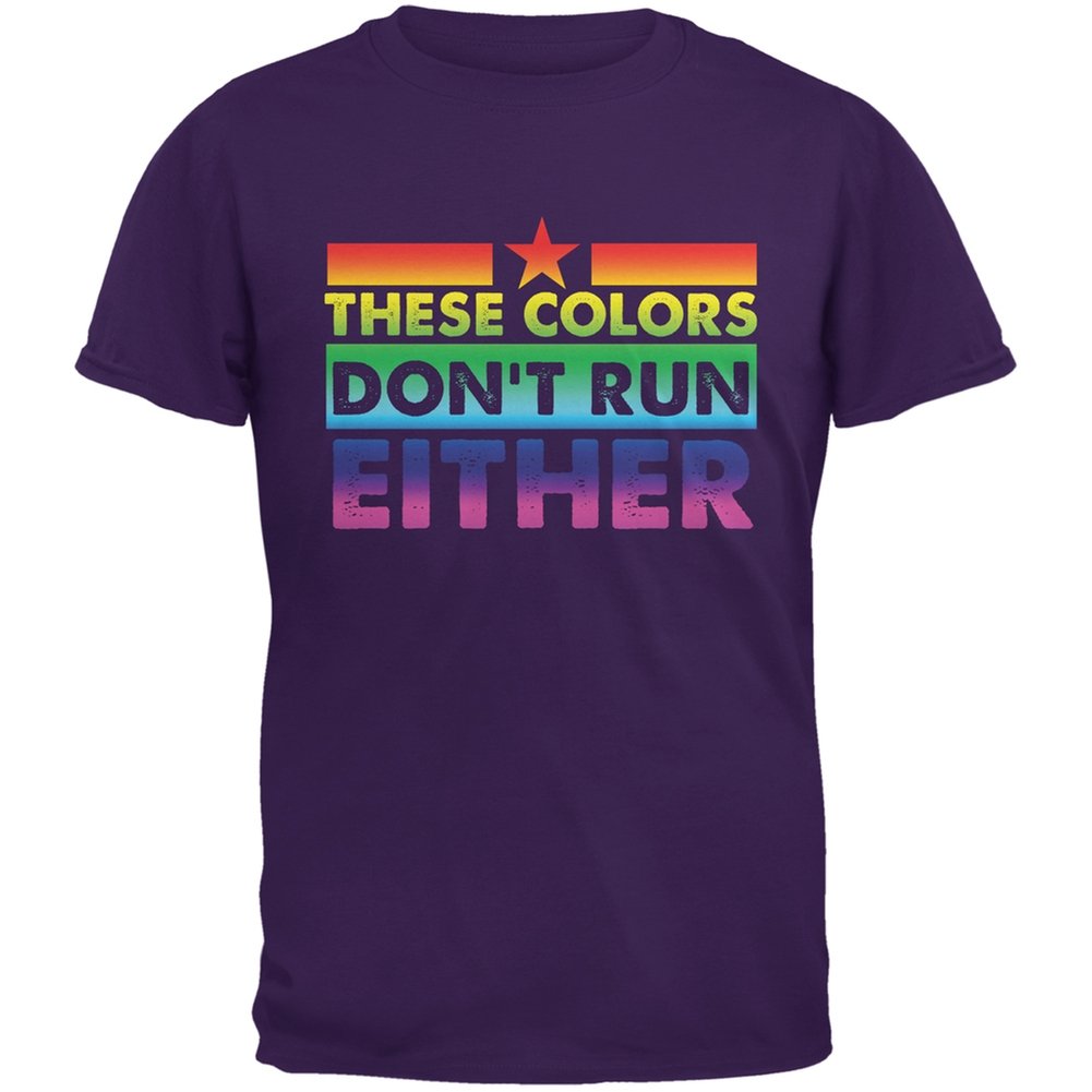 Old Glory Gay Pride LGBT These Colors Don't Run Either Adult T-Shirt - Rainbow Flag Patriotic Pride Tee for LGBTQ+ Community & Allies - Perfect for Pride Parades, Festivals, and Equality Events