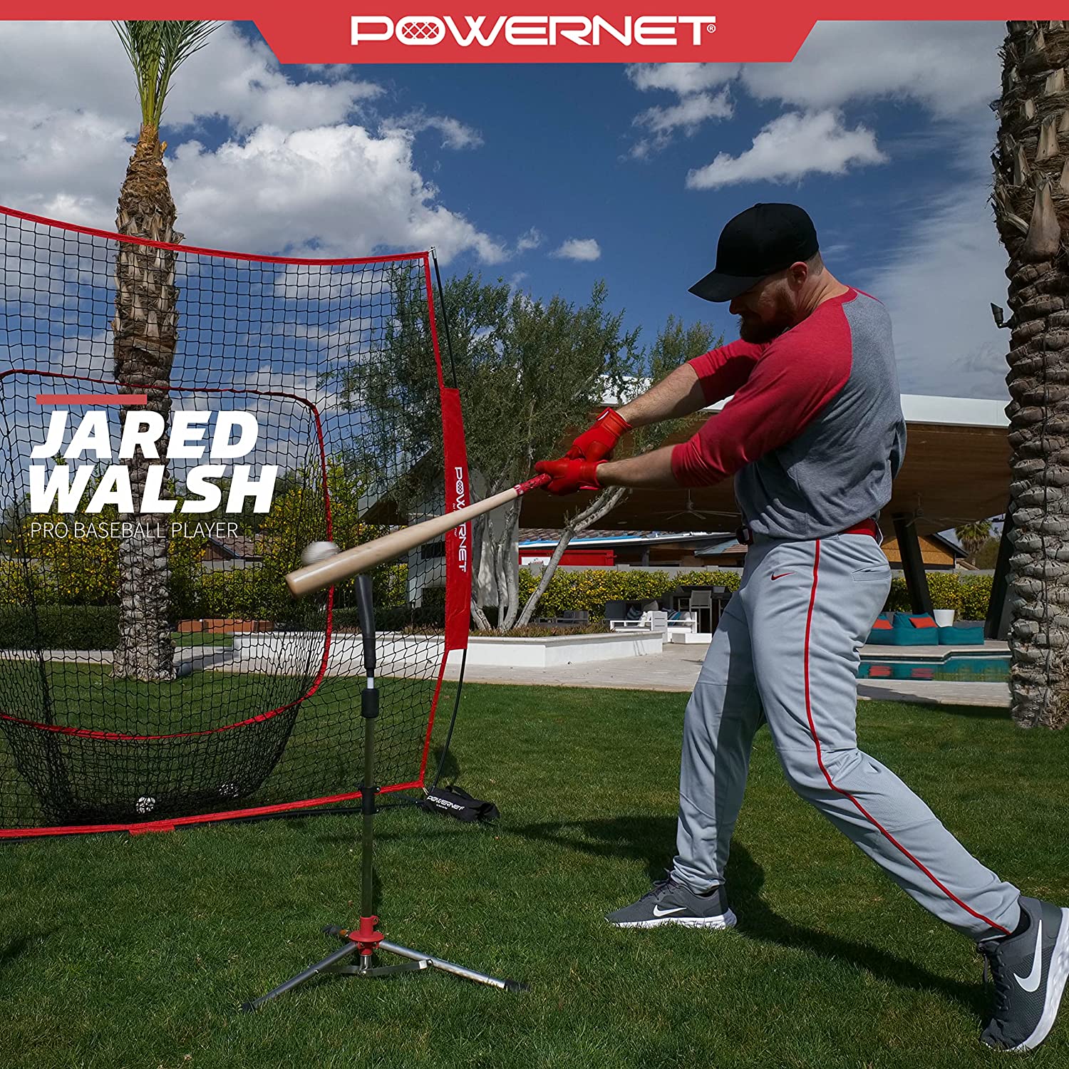 PowerNet Heavy Hitting Baseball Tee - Durable Batting Practice Trainer for Baseball & Softball | Perfect for Backyard Drills, Team Training & Home Batting Practice