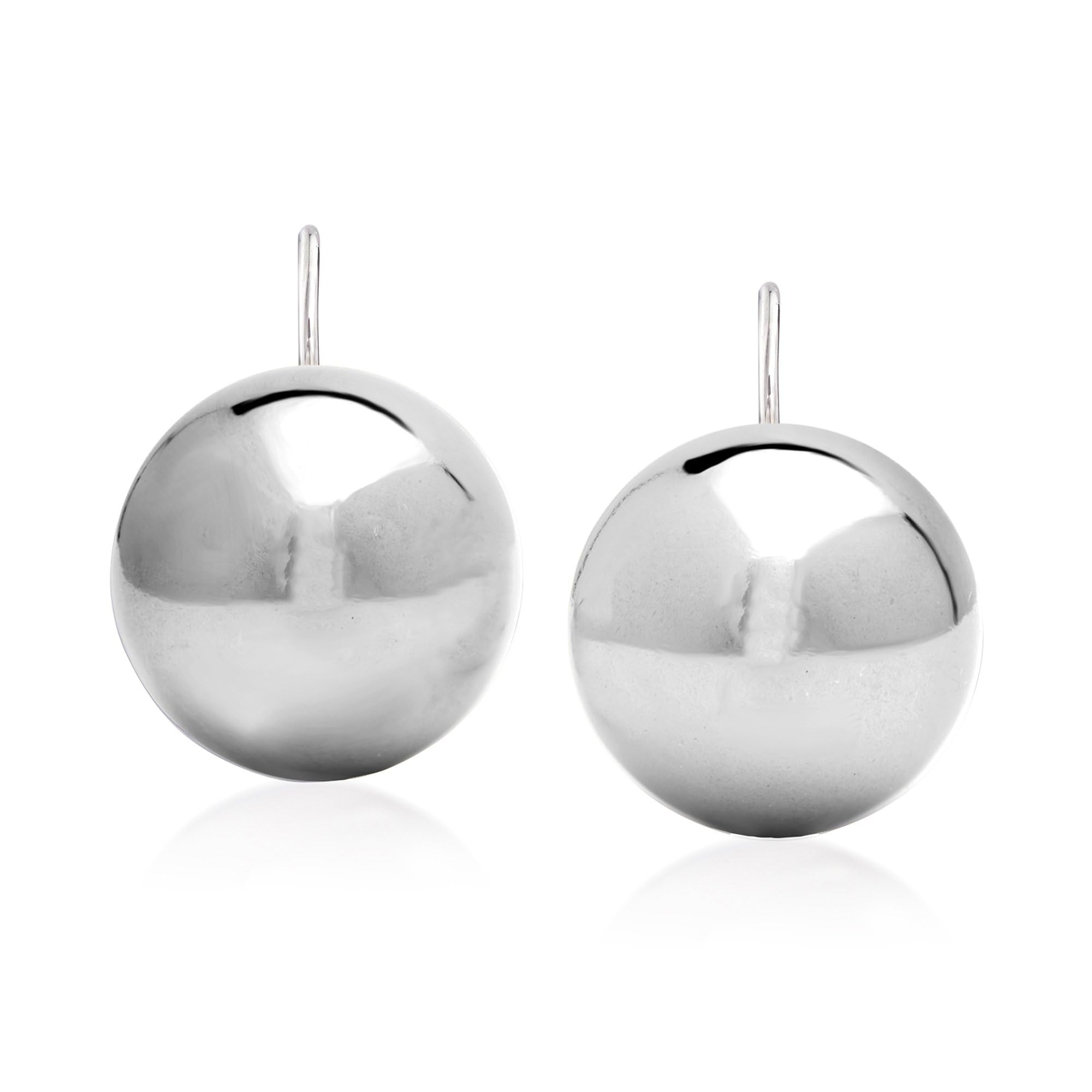 Ross-Simons Italian 18mm Sterling Silver Big Bead Drop Earrings for Women - Elegant Dangle Jewelry Gift for Brides, Parties & Special Occasions