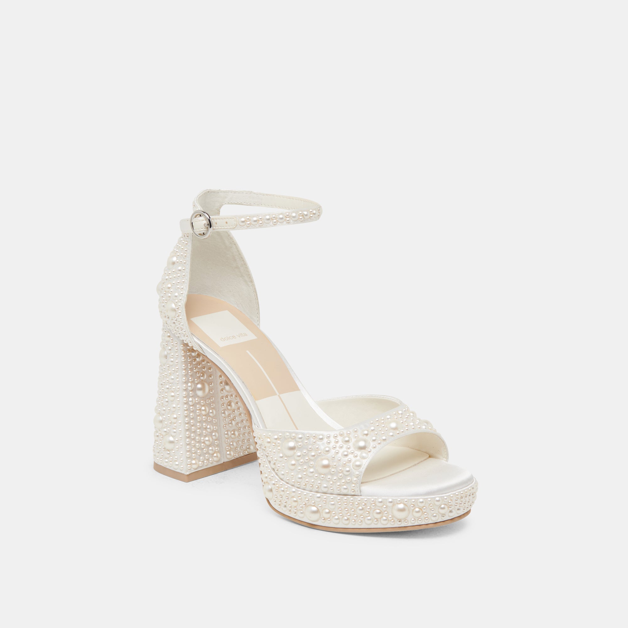 PANDRO Pearl Heels - True White Satin High Heels for Women | Elegant Wedding Shoes, Prom Night & Special Occasion Footwear